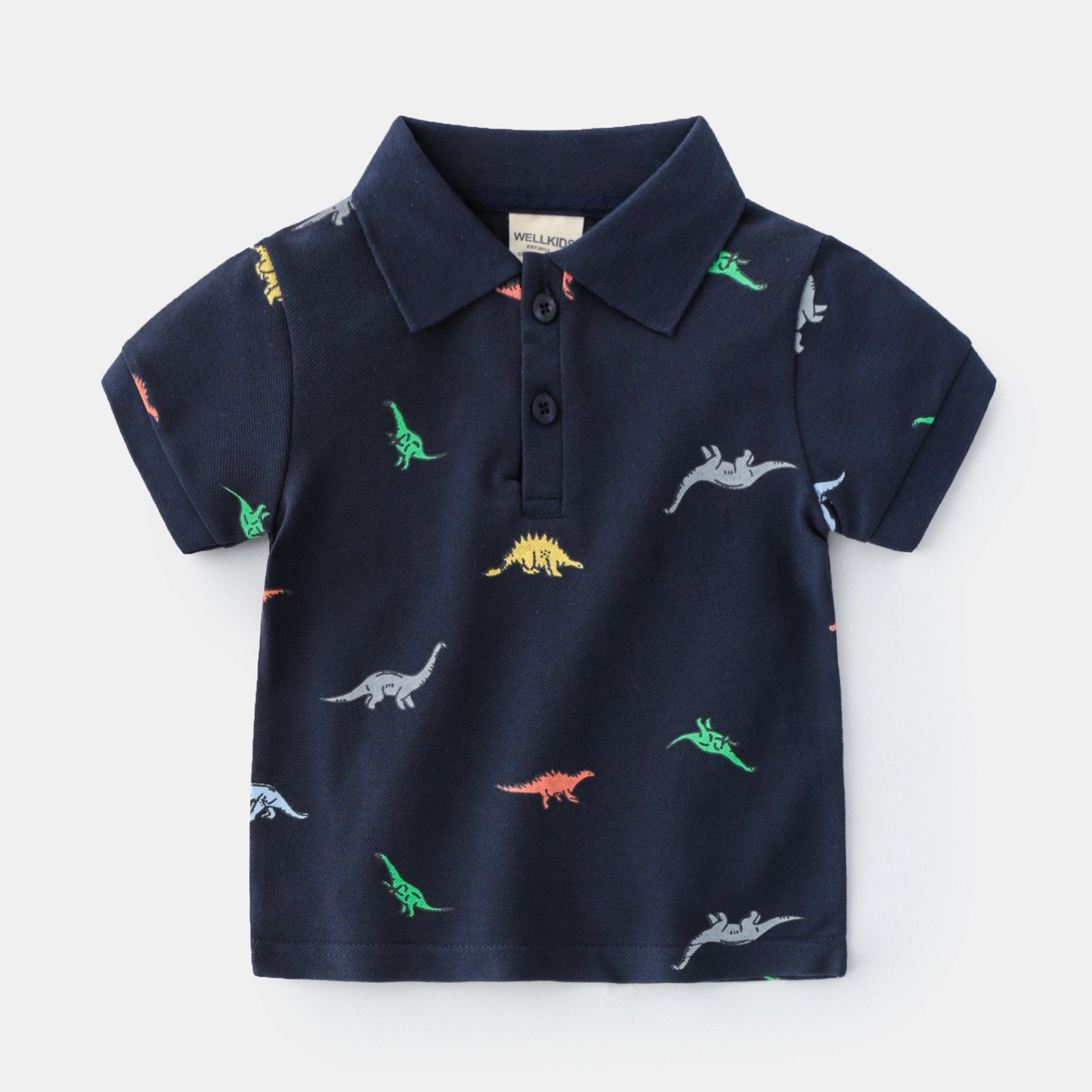 Boys' Dinosaur Cartoon Casual Moisture-Wicking Cotton T-Shirt