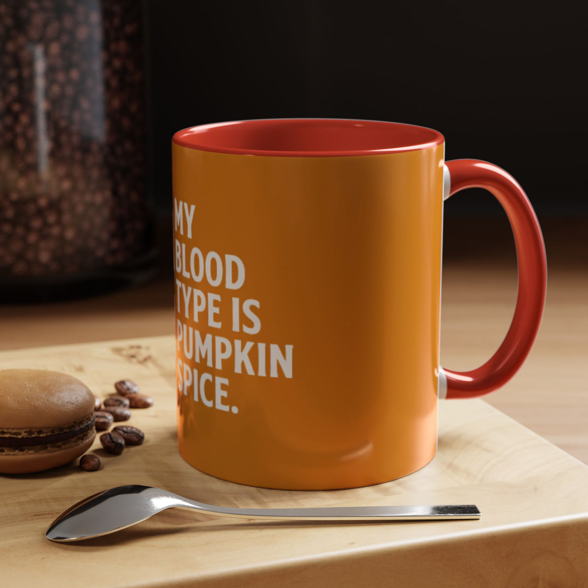 Pumpkin Spice Skull Coffee Mug — “My Blood Type Is Pumpkin Spice” Accent Mug