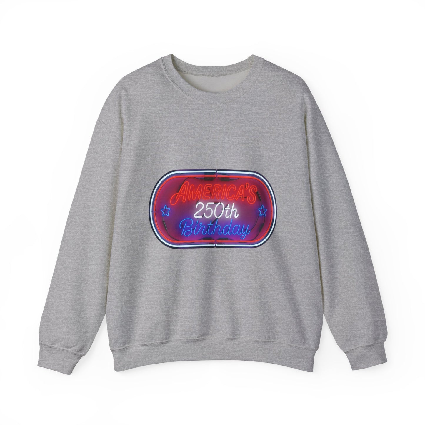250th Birthday Neon Sign Crewneck Sweatshirt