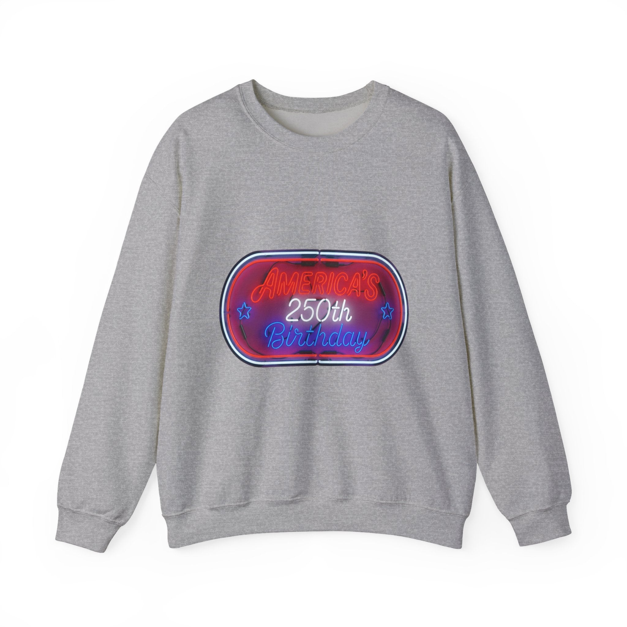 250th Birthday Neon Sign Crewneck Sweatshirt