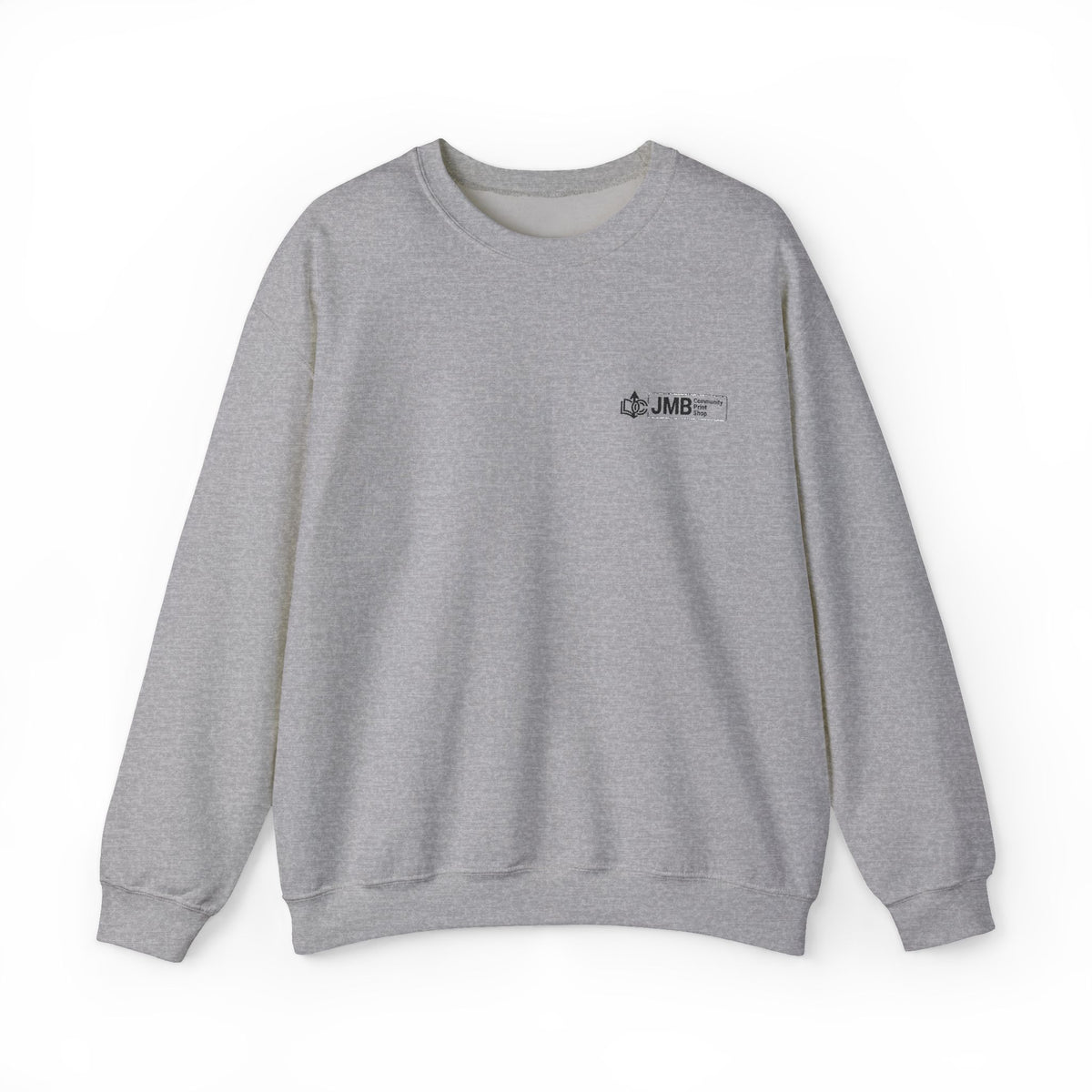 JMB Community Print Shop Embroidered Crewneck Sweatshirt — Logo Chest Design