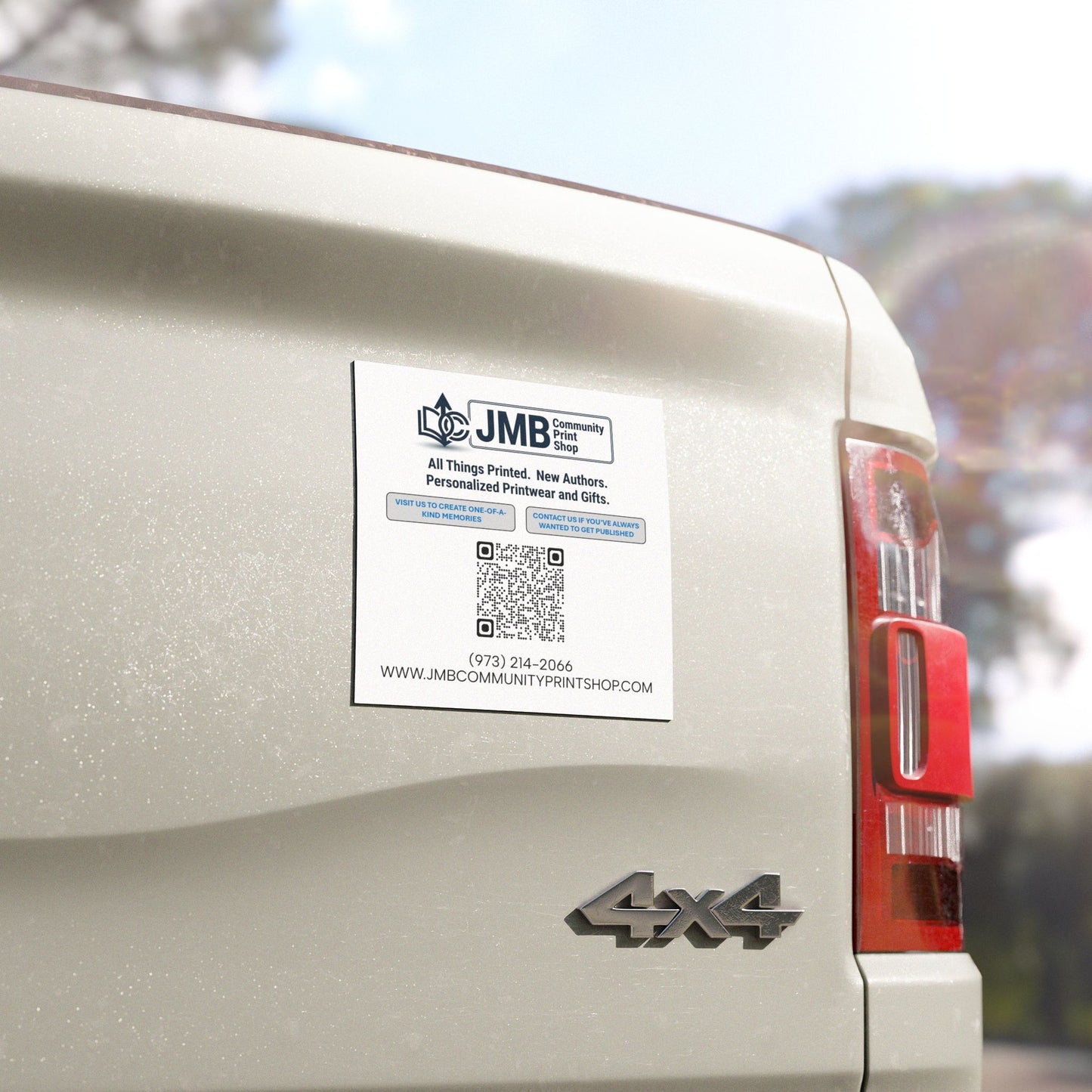 JMB Community Print Shop QR Car Magnet — Promotional Business Logo Magnet