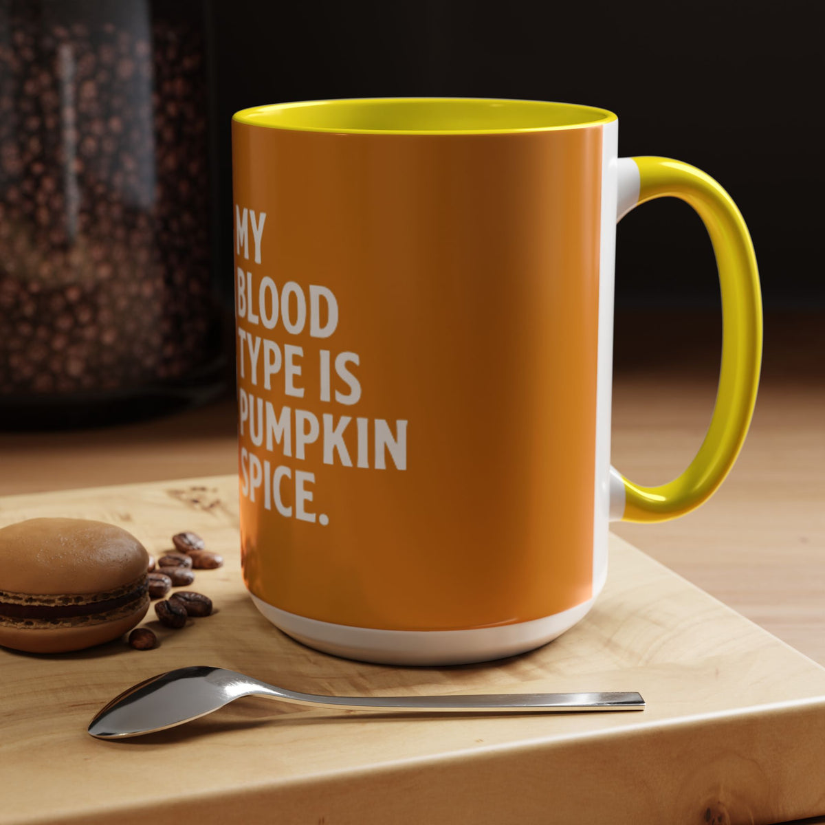 Pumpkin Spice Skull Coffee Mug — “My Blood Type Is Pumpkin Spice” Accent Mug