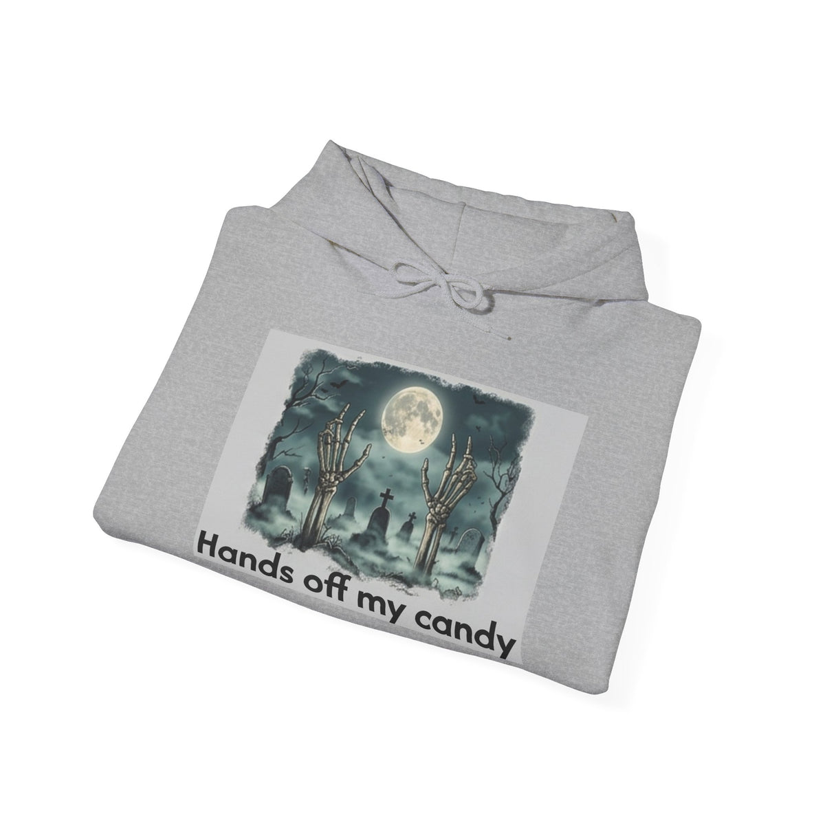 Hoodie — 'Hands Off My Candy' Halloween Moonlit Graveyard Graphic