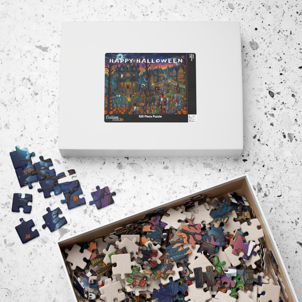 Happy Halloween Haunted House Puzzle – Spooky Pumpkin Patch Jigsaw (110–1014 pcs)
