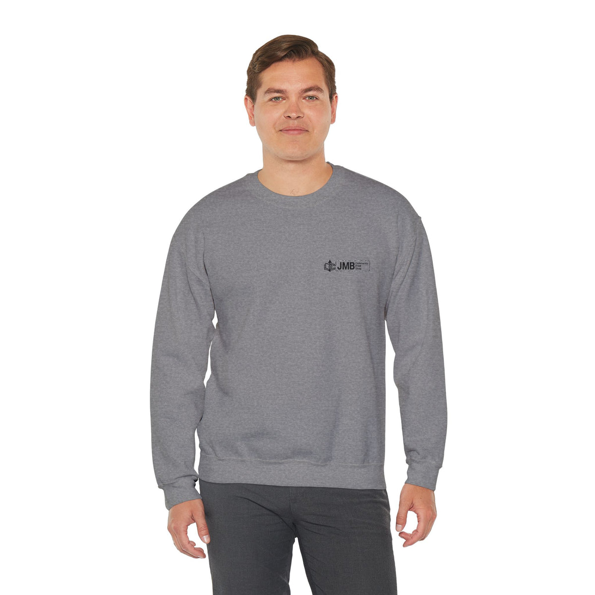 JMB Community Print Shop Embroidered Crewneck Sweatshirt — Logo Chest Design