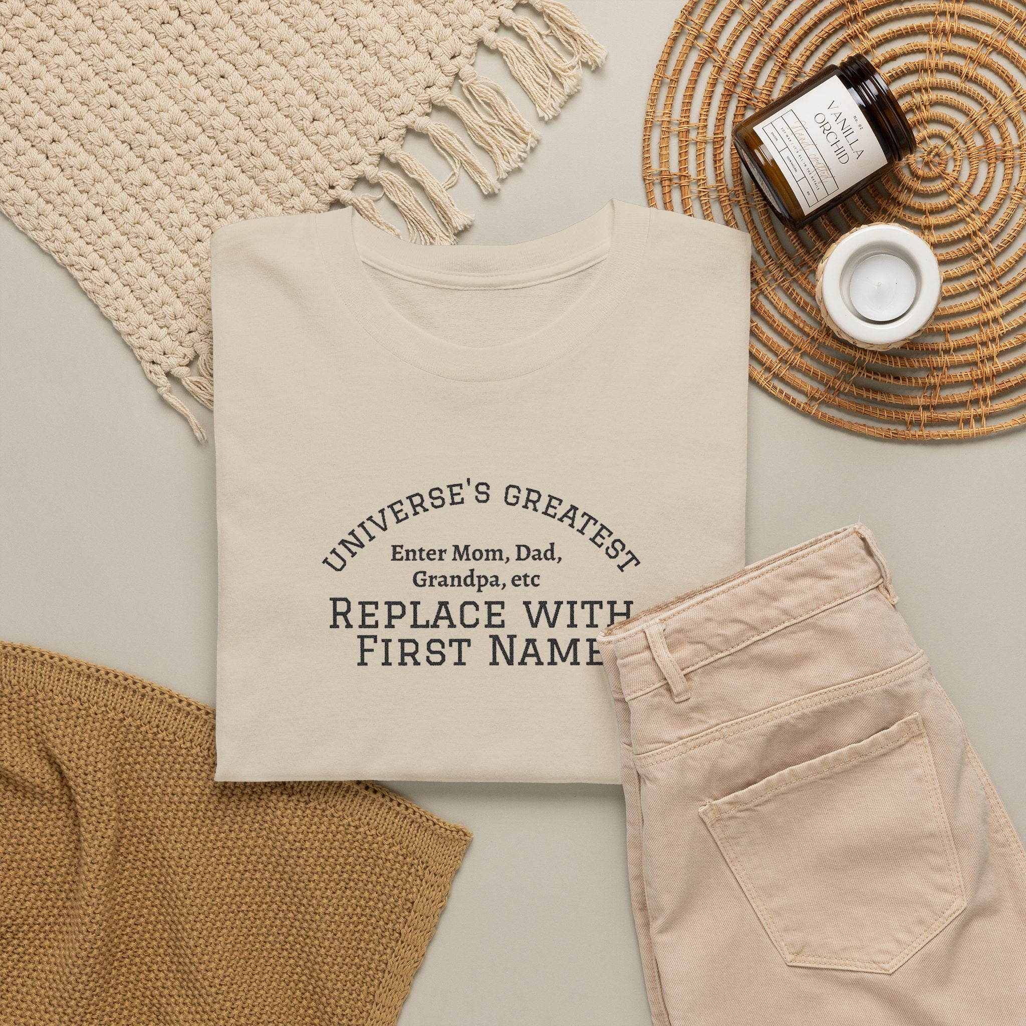 Universe's Greatest Mom, Dad, or More Personalized and Embroidered T-Shirt