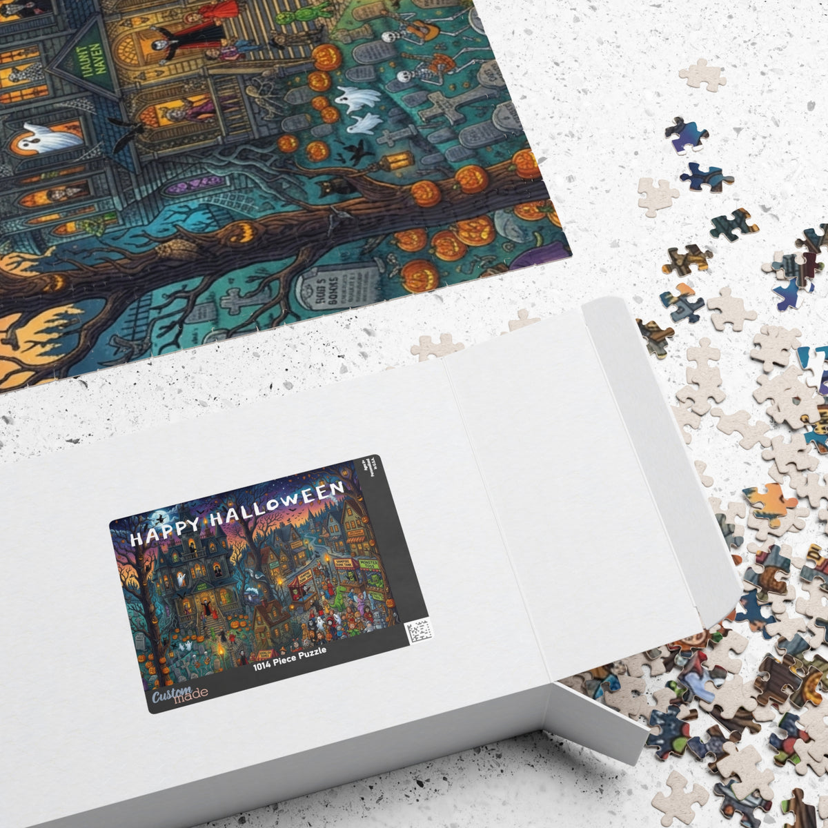 Happy Halloween Haunted House Puzzle – Spooky Pumpkin Patch Jigsaw (110–1014 pcs)