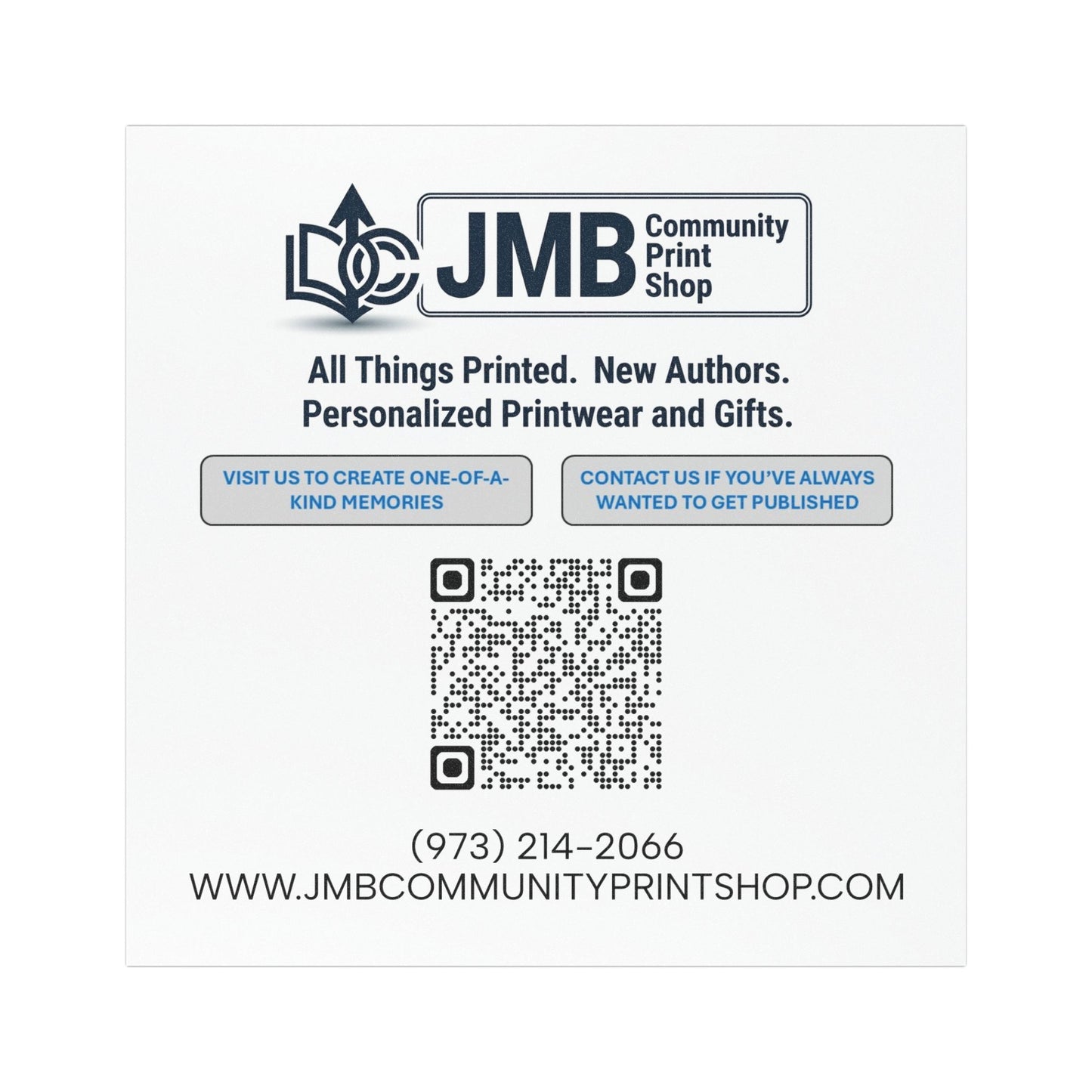 JMB Community Print Shop QR Car Magnet — Promotional Business Logo Magnet
