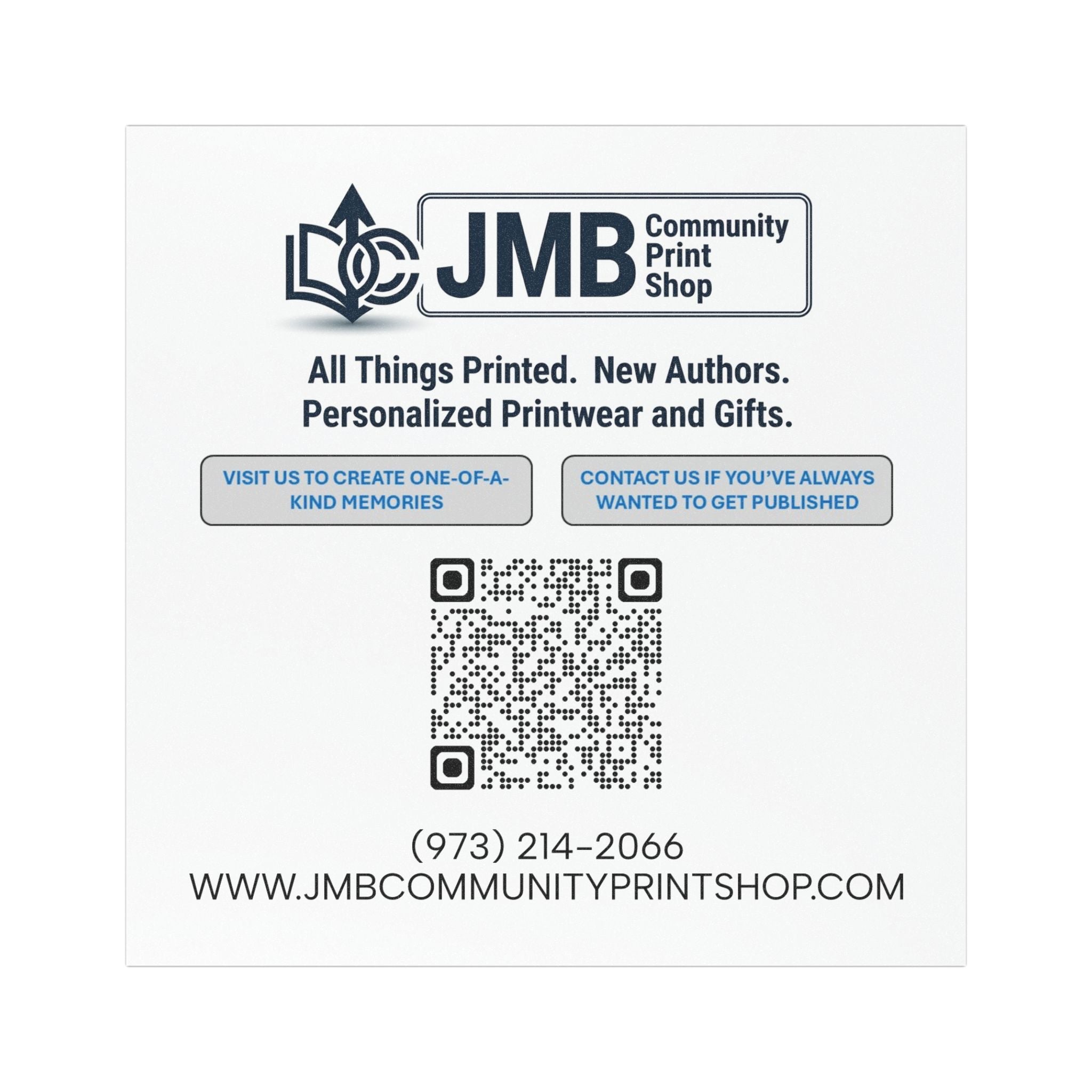 JMB Community Print Shop QR Car Magnet — Promotional Business Logo Magnet