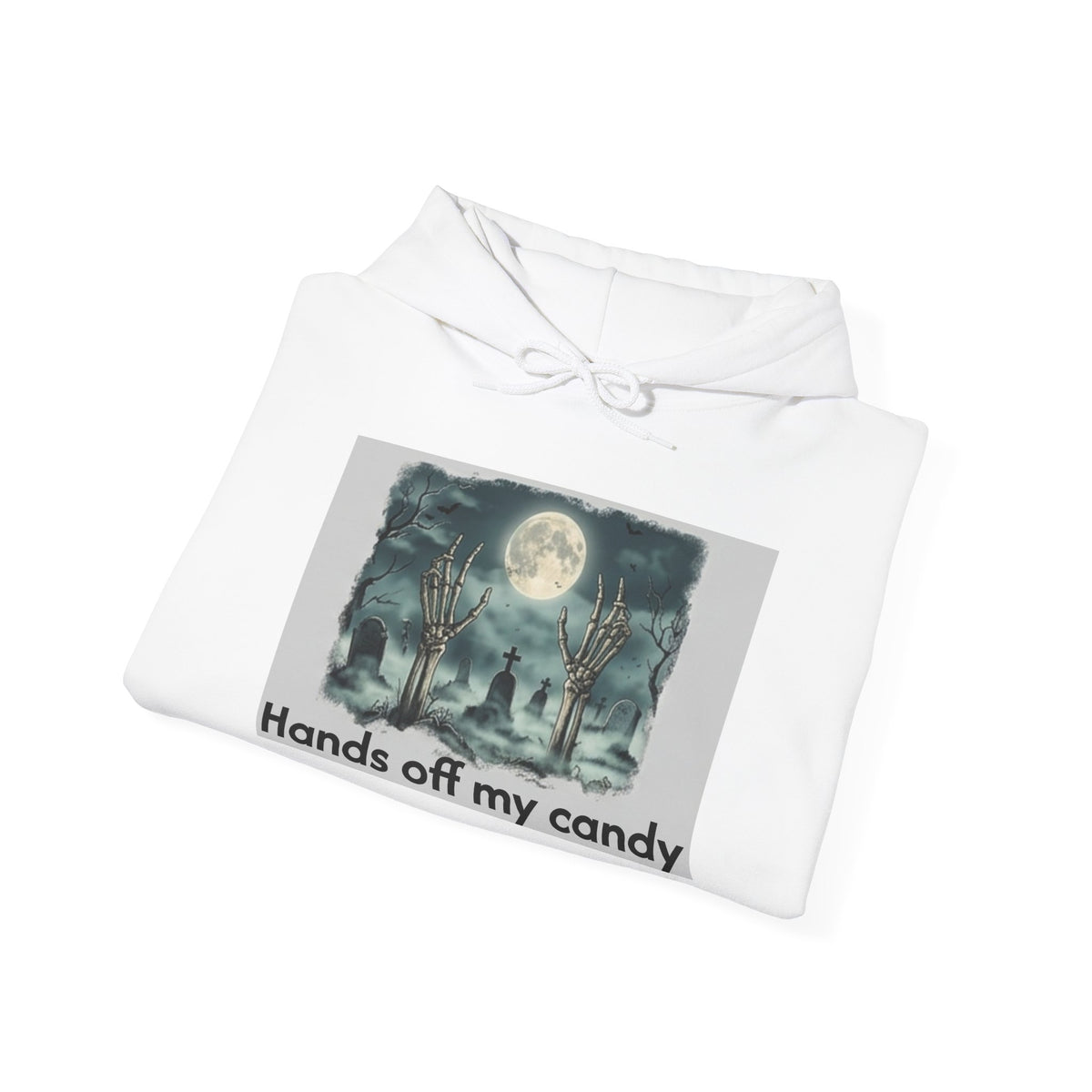 Hoodie — 'Hands Off My Candy' Halloween Moonlit Graveyard Graphic