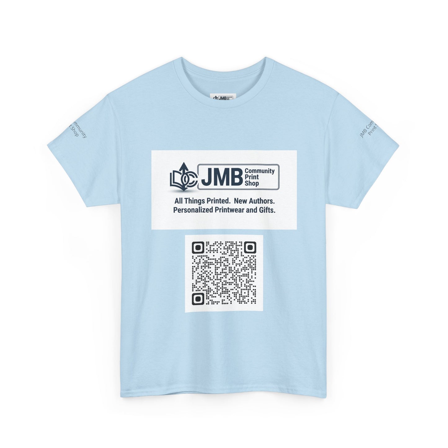 JMB Community Print Shop Logo Tee — Personalized Print & New Authors Promotional T‑Shirt