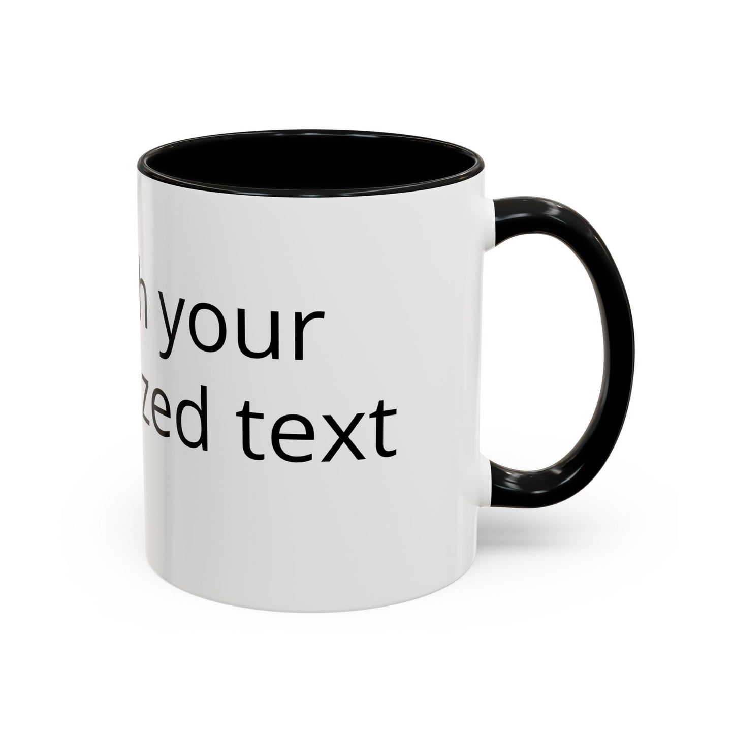 Personalized Accent Coffee Mug — Custom Text Black-Trim 11/15oz