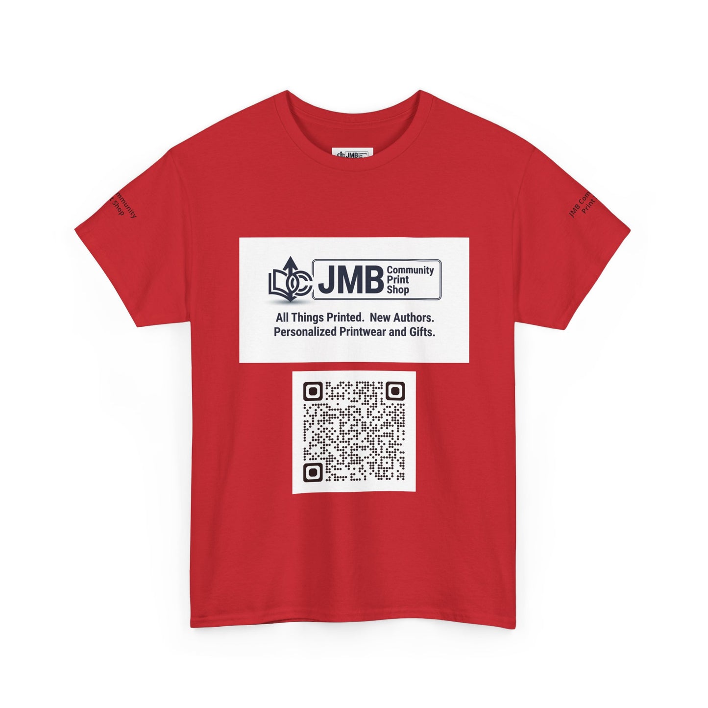 JMB Community Print Shop Logo Tee — Personalized Print & New Authors Promotional T‑Shirt