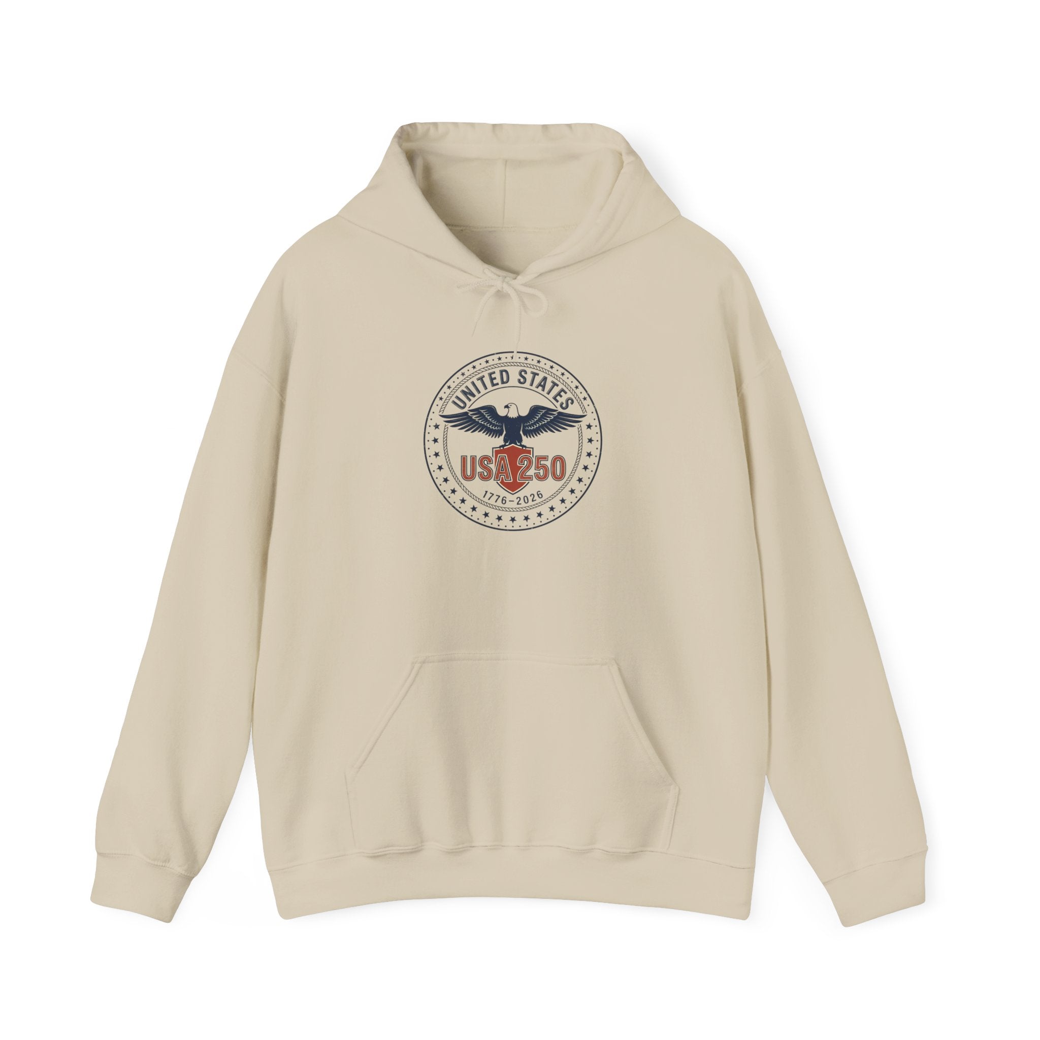 USA 250th Birthday Hoodie - 250 Years Patriotic Emblem, Independence Day Celebration