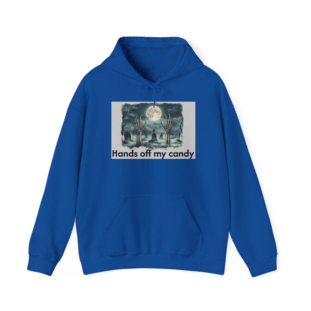 Hoodie — 'Hands Off My Candy' Halloween Moonlit Graveyard Graphic
