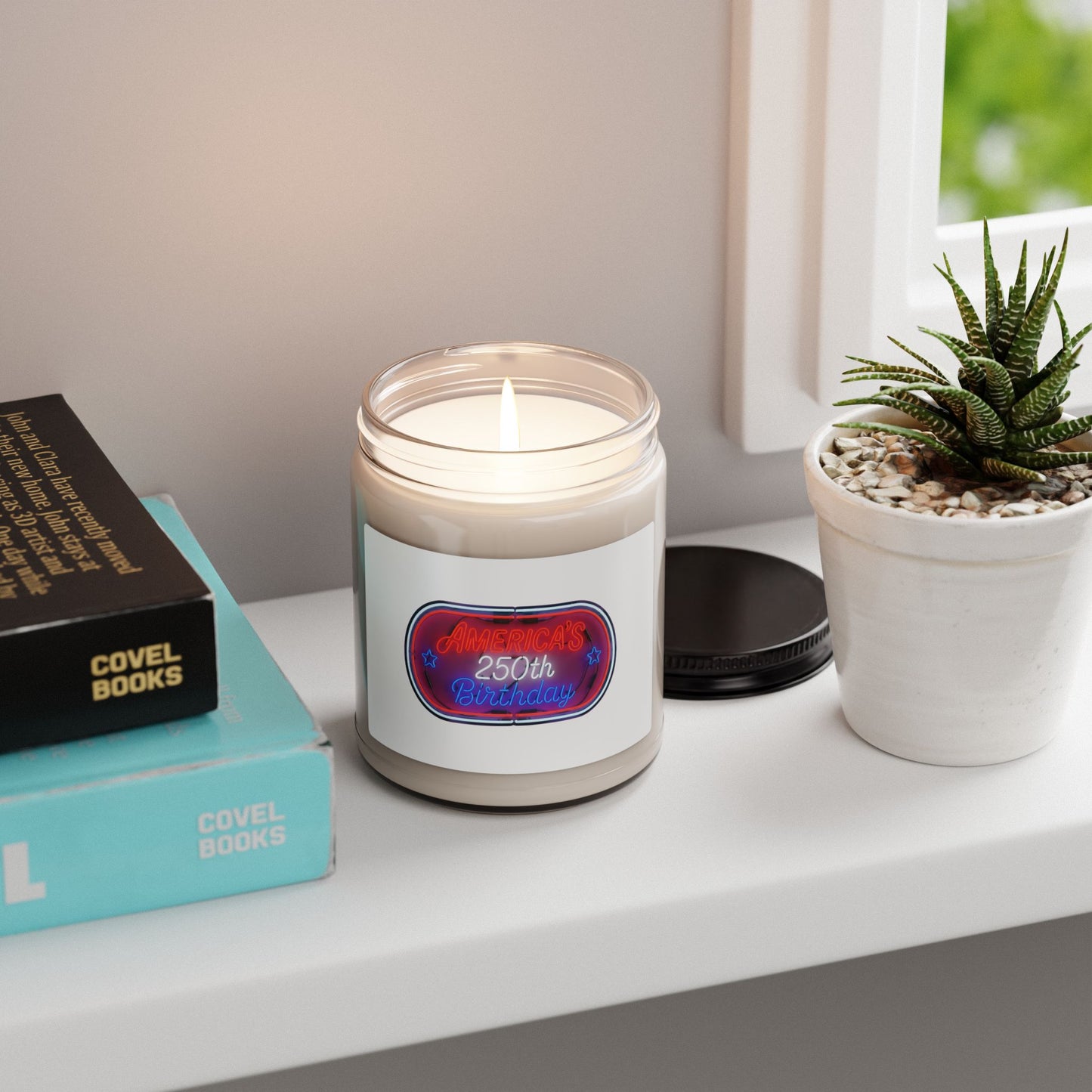 Scented Soy Candle — '250th Birthday' Neon Sign Design, 9 oz