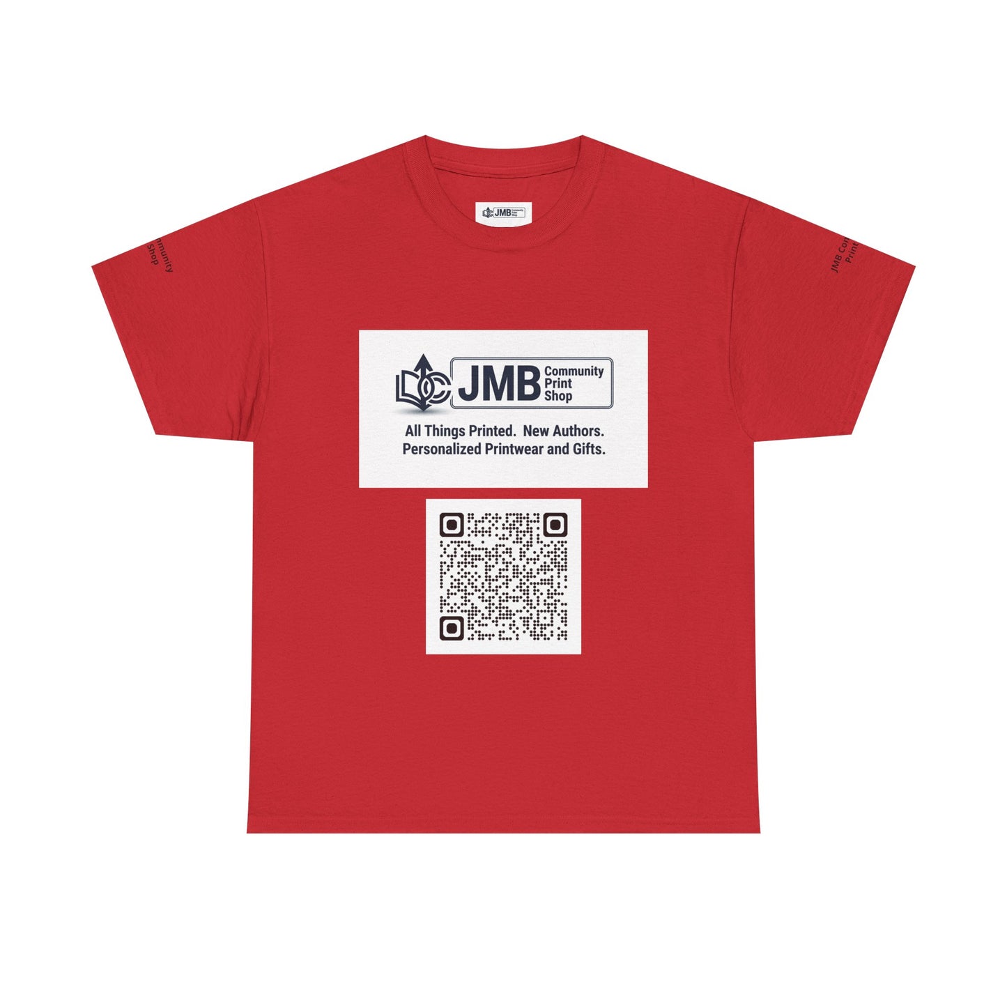 JMB Community Print Shop Logo Tee — Personalized Print & New Authors Promotional T‑Shirt