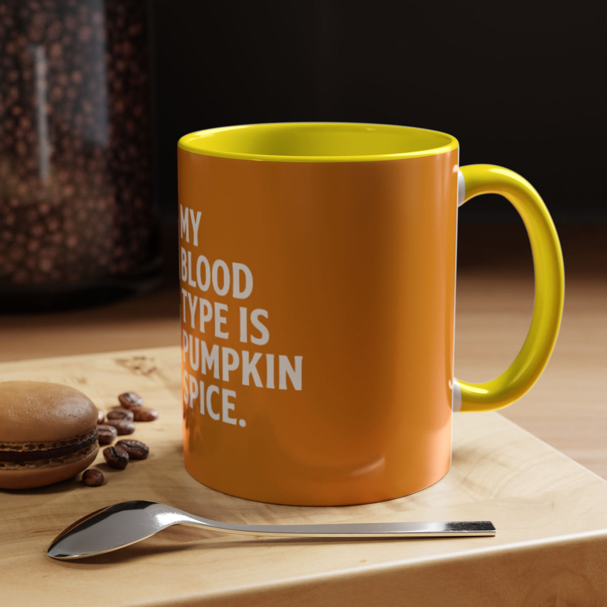 Pumpkin Spice Skull Coffee Mug — “My Blood Type Is Pumpkin Spice” Accent Mug