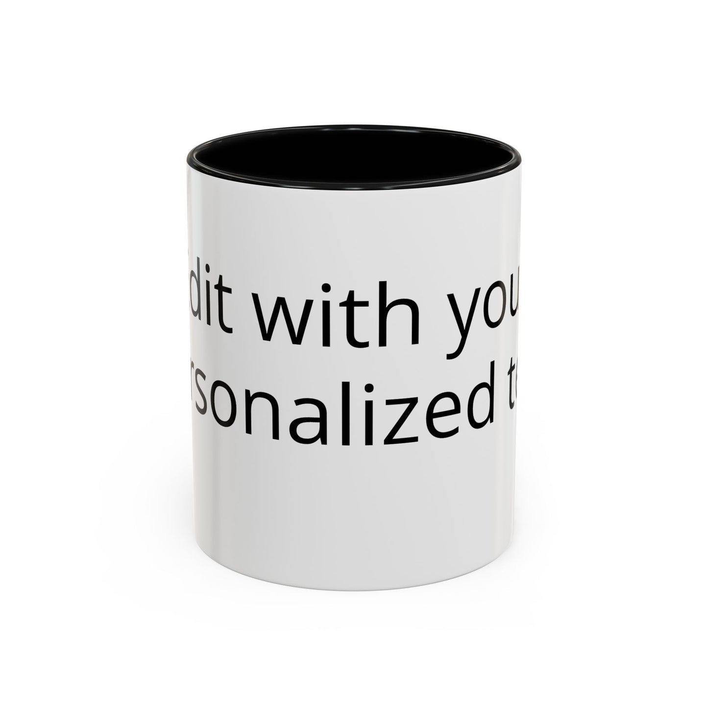 Personalized Accent Coffee Mug — Custom Text Black-Trim 11/15oz