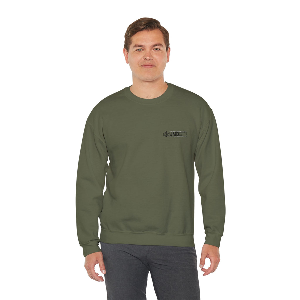 JMB Community Print Shop Embroidered Crewneck Sweatshirt — Logo Chest Design