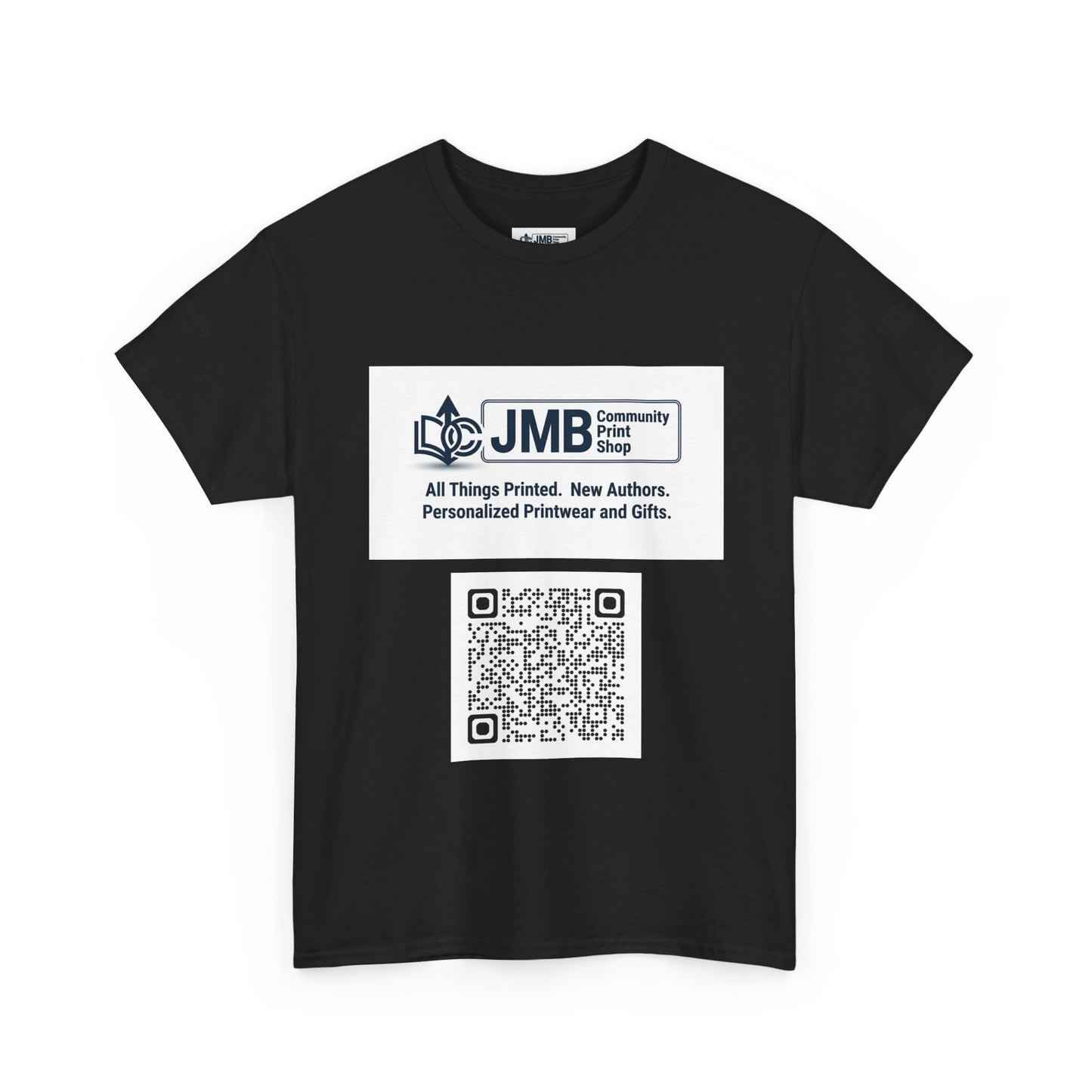 JMB Community Print Shop Logo Tee — Personalized Print & New Authors Promotional T‑Shirt