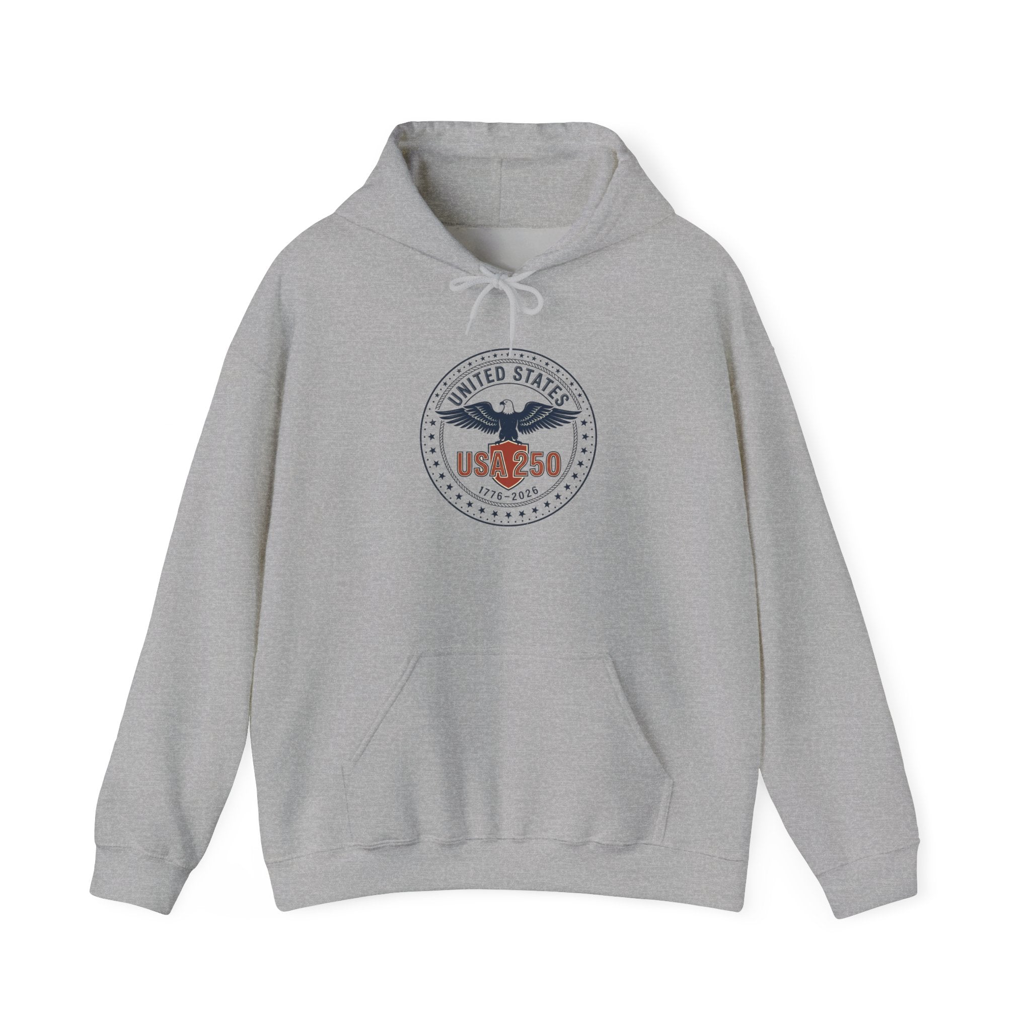 USA 250th Birthday Hoodie - 250 Years Patriotic Emblem, Independence Day Celebration
