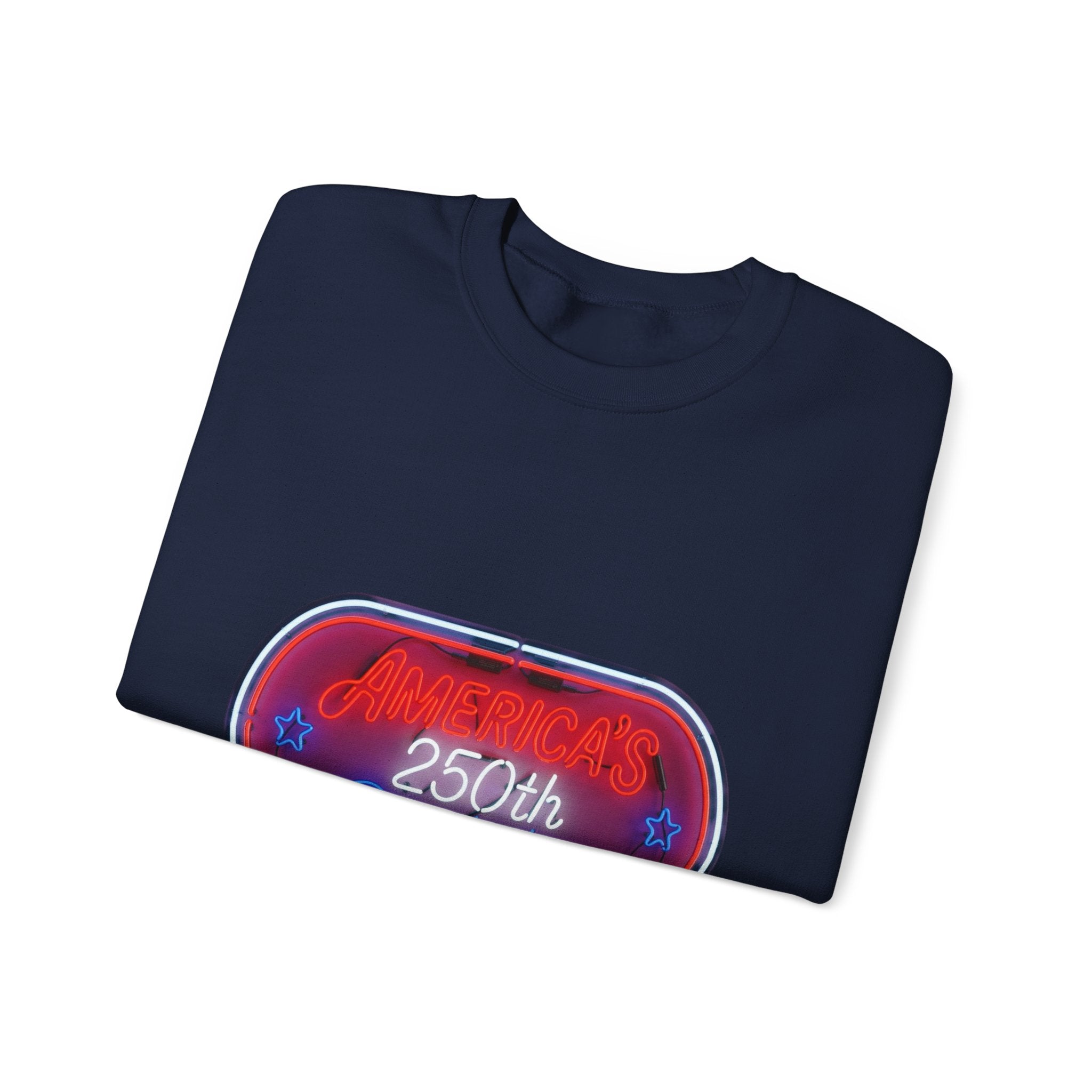 250th Birthday Neon Sign Crewneck Sweatshirt