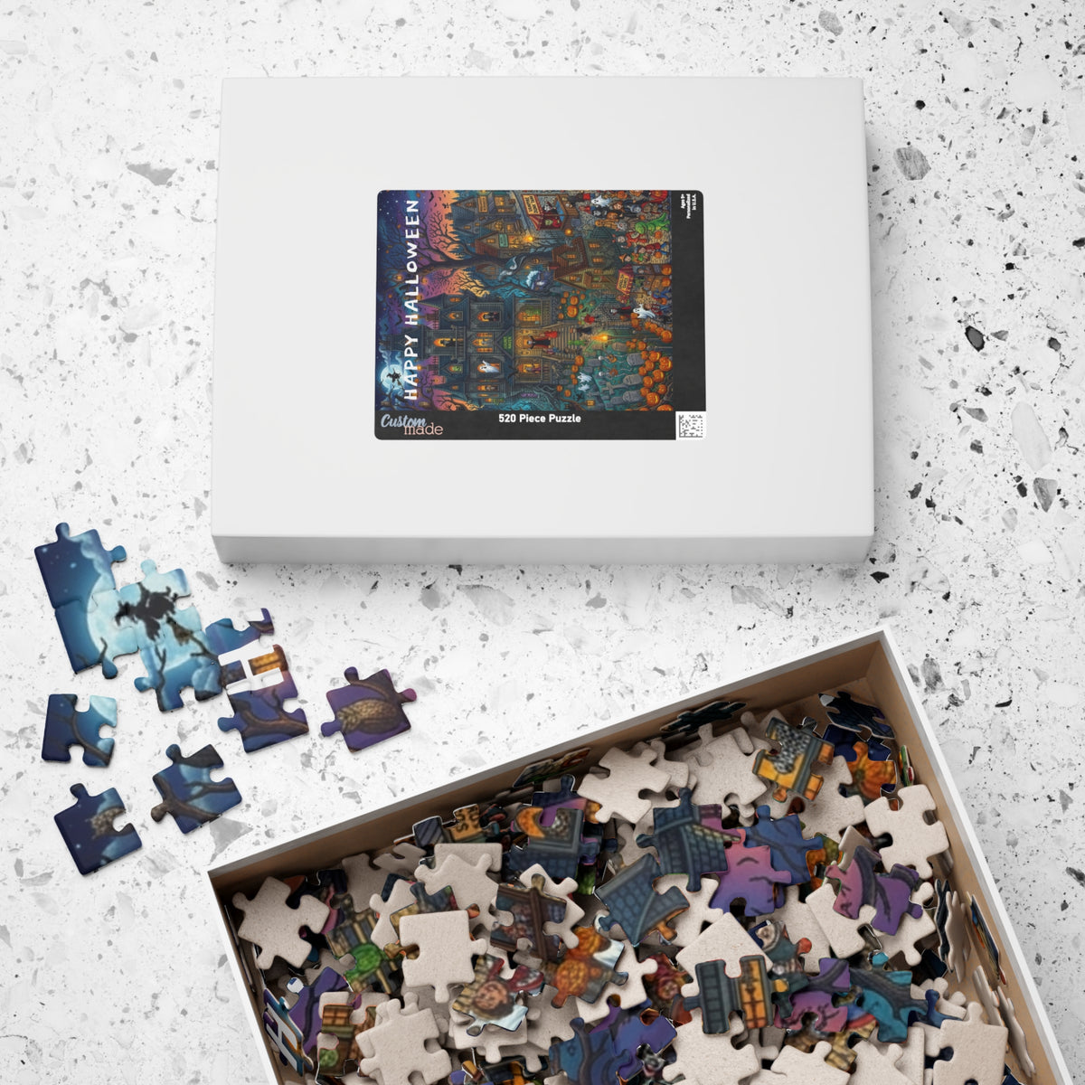 Happy Halloween Haunted House Puzzle – Spooky Pumpkin Patch Jigsaw (110–1014 pcs)