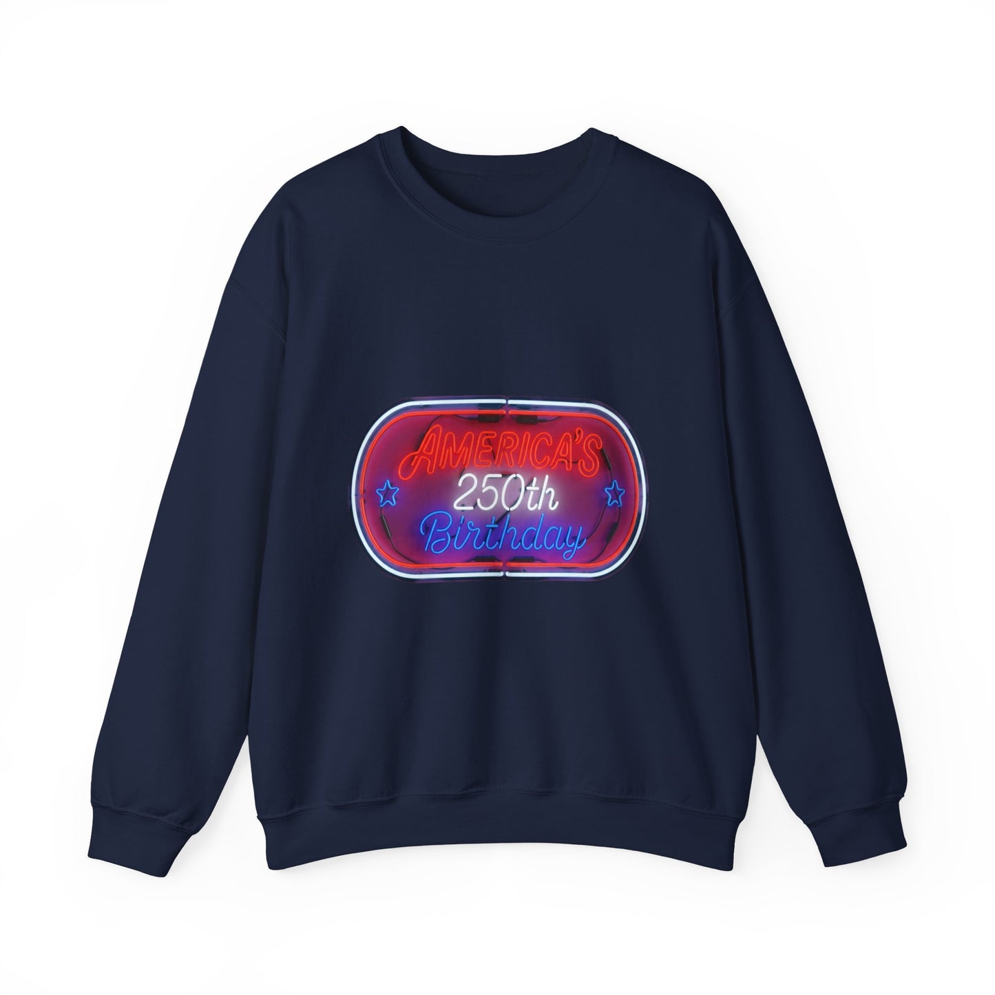250th Birthday Neon Sign Crewneck Sweatshirt