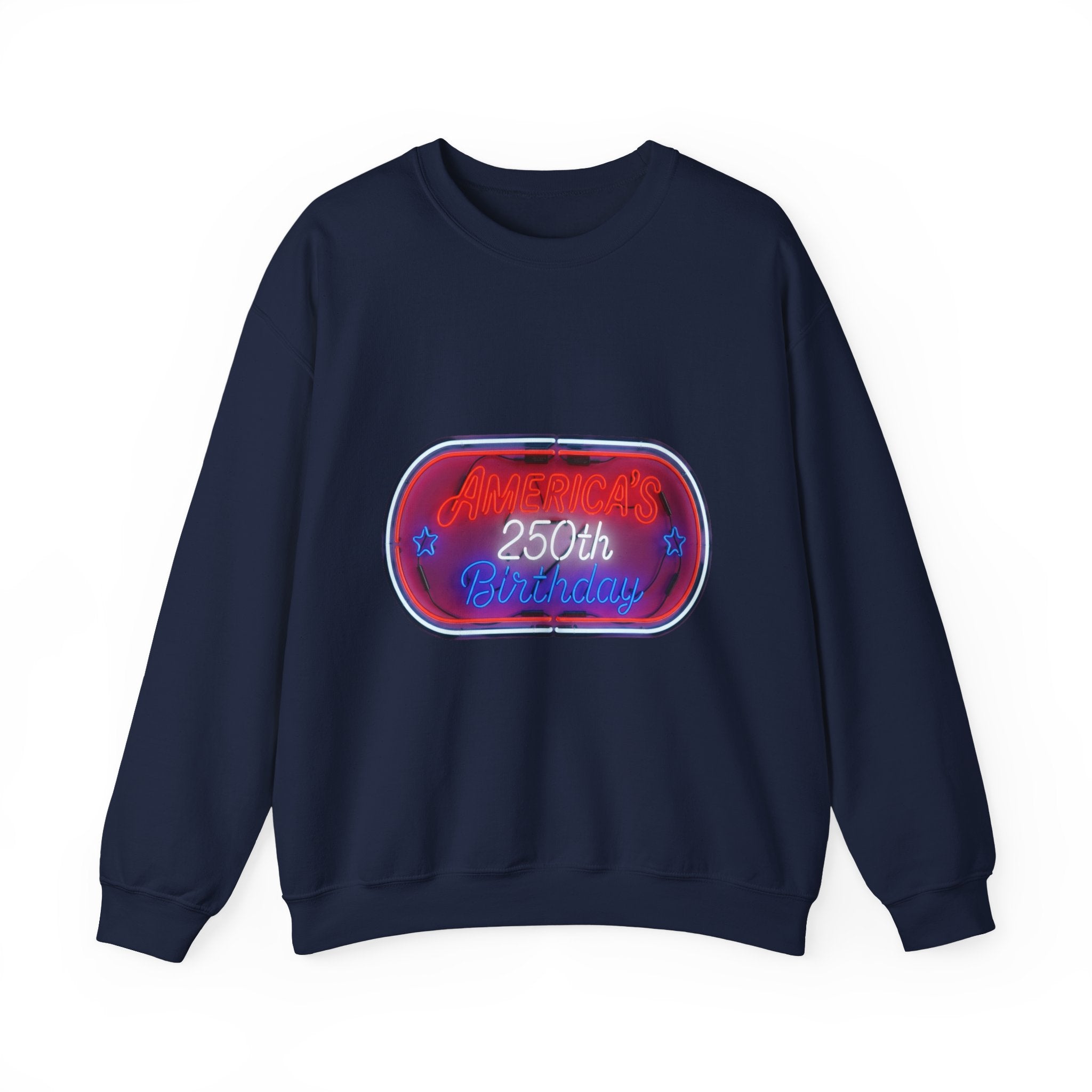 250th Birthday Neon Sign Crewneck Sweatshirt
