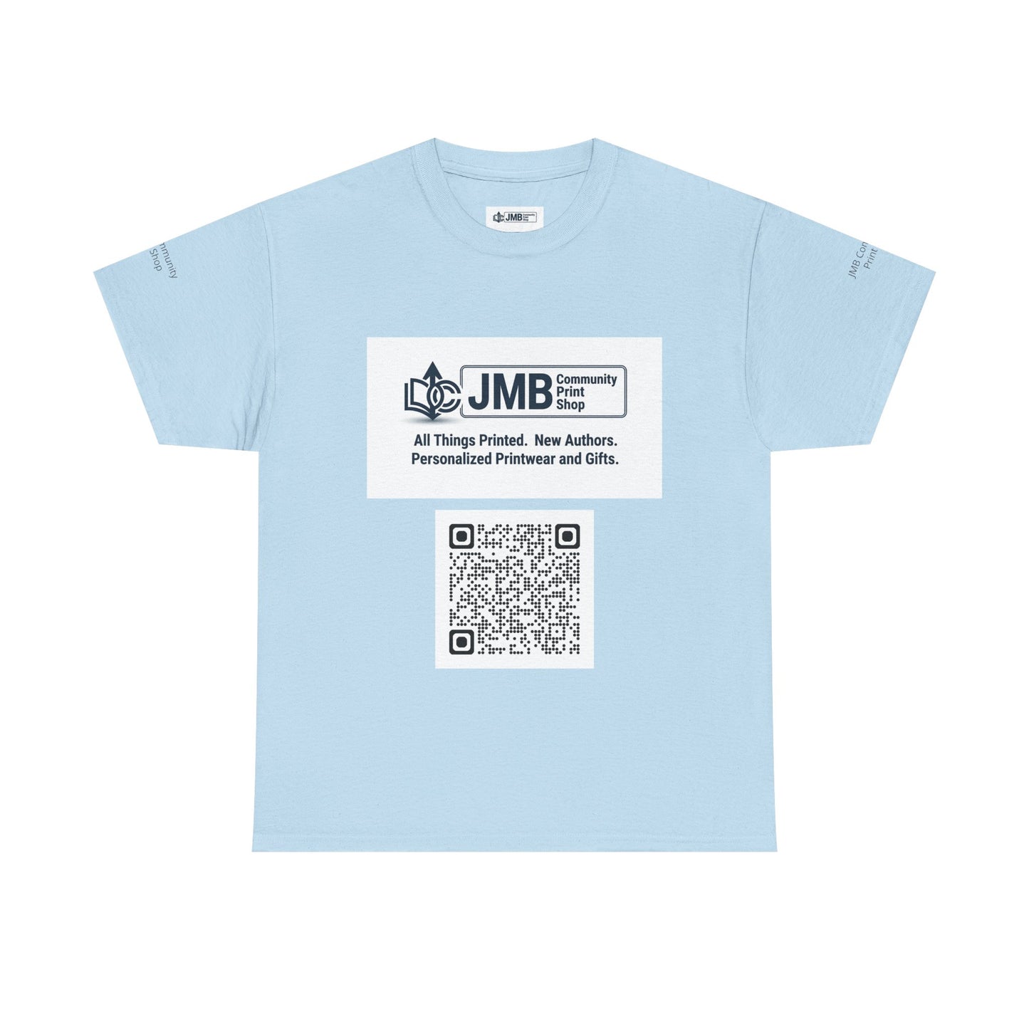 JMB Community Print Shop Logo Tee — Personalized Print & New Authors Promotional T‑Shirt