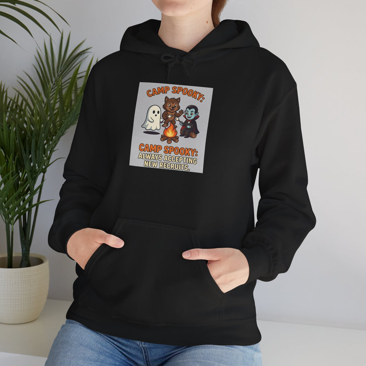 Halloween Camp Ghost Hoodie — "Camp Spooky" Cute Ghosts & Bonfire Sweatshirt