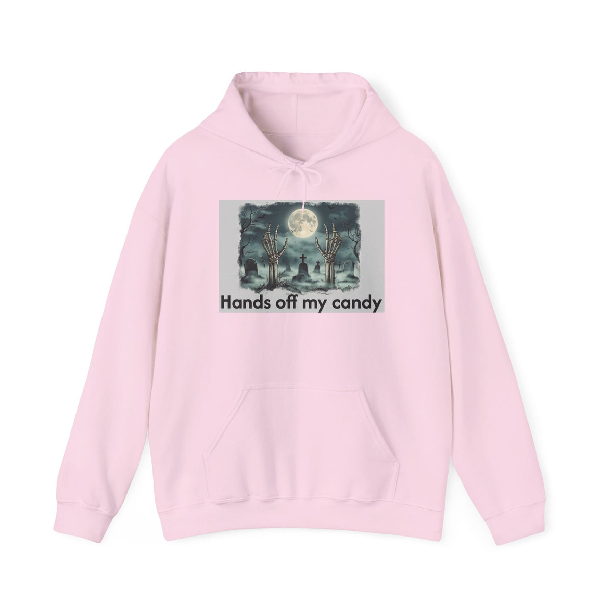 Hoodie — 'Hands Off My Candy' Halloween Moonlit Graveyard Graphic