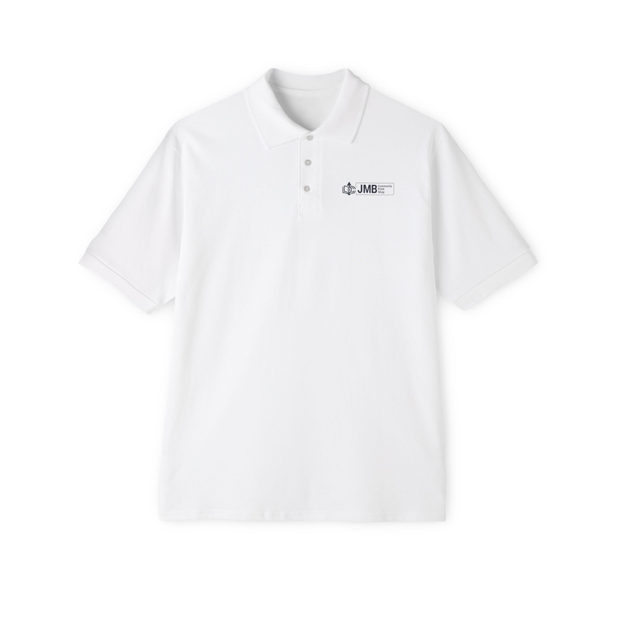 Classic Embroidered Logo Polo with JMB Community Print Shop Logo — Men's Piqué Polo
