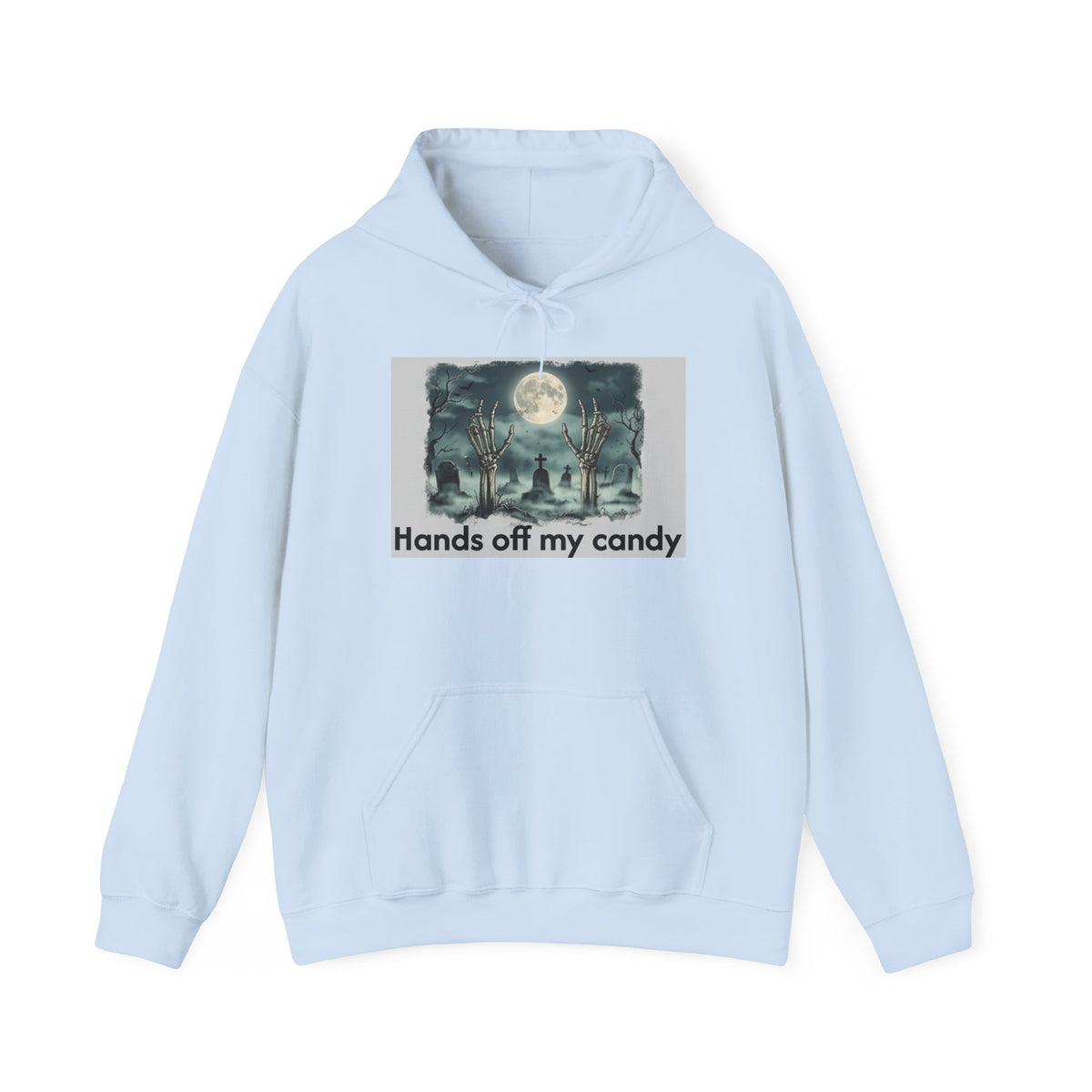 Hoodie — 'Hands Off My Candy' Halloween Moonlit Graveyard Graphic