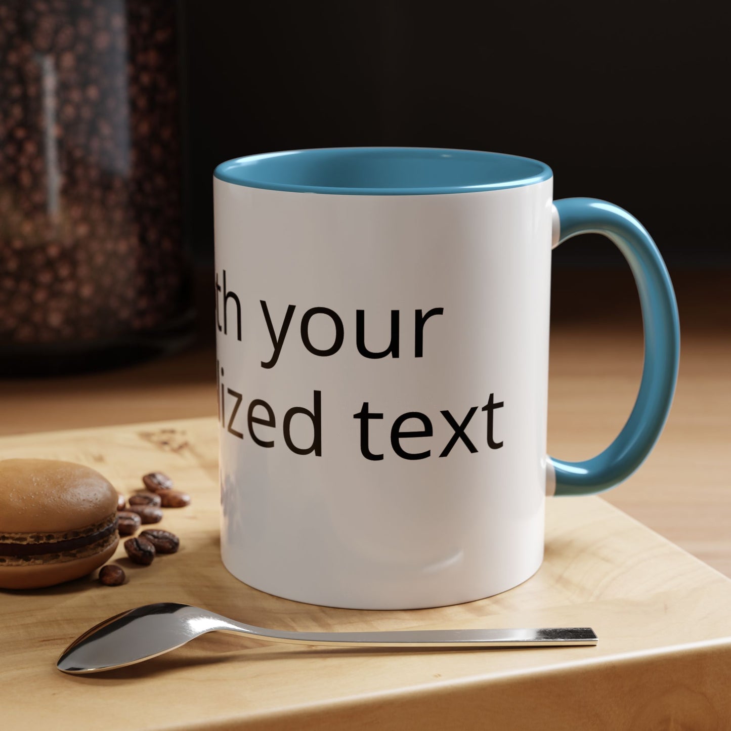 Personalized Accent Coffee Mug — Custom Text Black-Trim 11/15oz