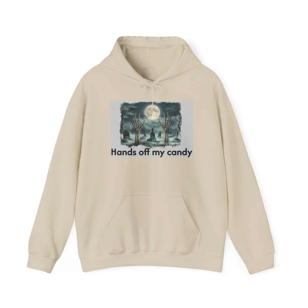 Hoodie — 'Hands Off My Candy' Halloween Moonlit Graveyard Graphic