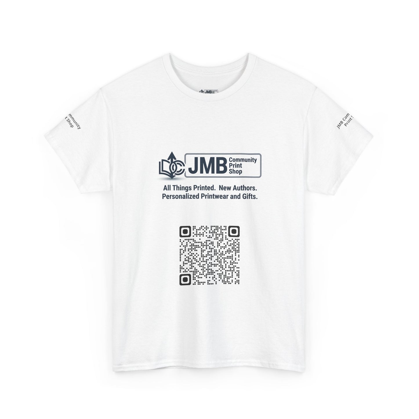 JMB Community Print Shop Logo Tee — Personalized Print & New Authors Promotional T‑Shirt