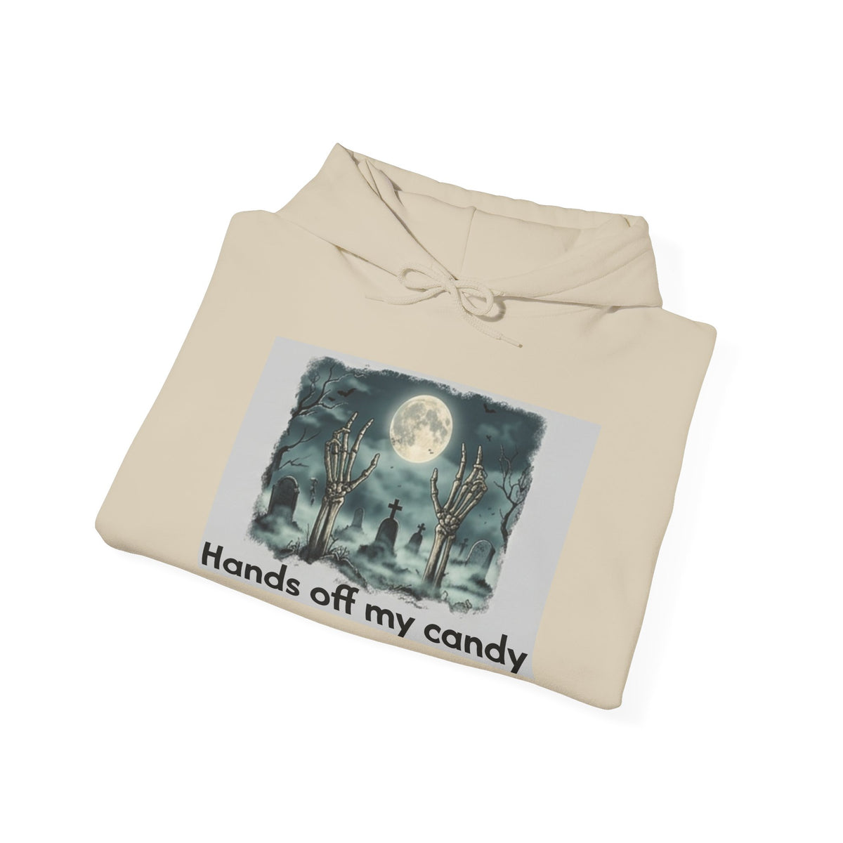 Hoodie — 'Hands Off My Candy' Halloween Moonlit Graveyard Graphic