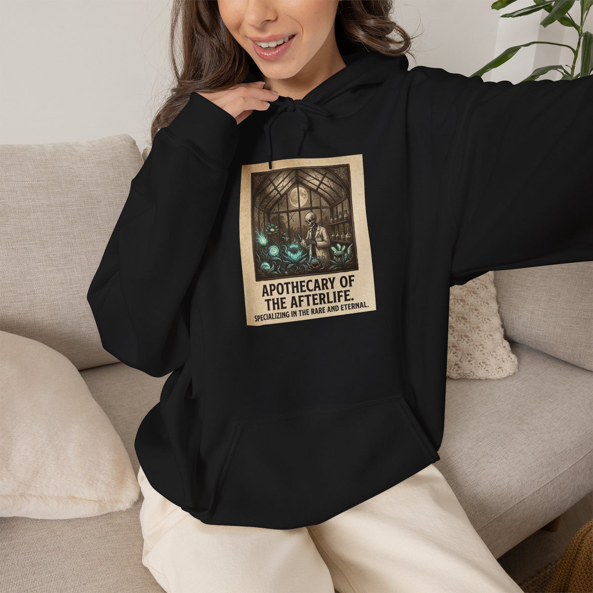 Apothecary of the Afterlife Hoodie – Gothic Vintage Potion Shop Sweatshirt