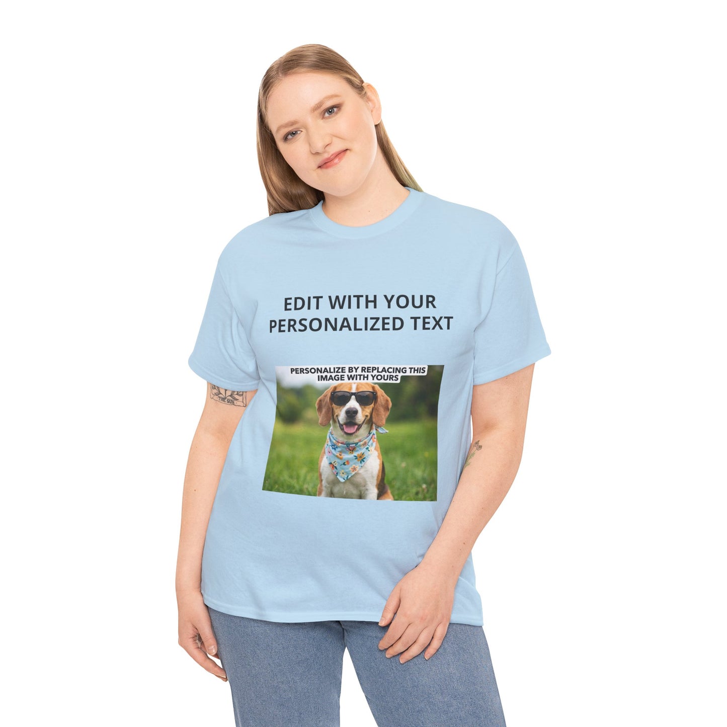 Fully Customizable Multi-Photo T-Shirt – Personalized Text & Image 2-Zone Tee