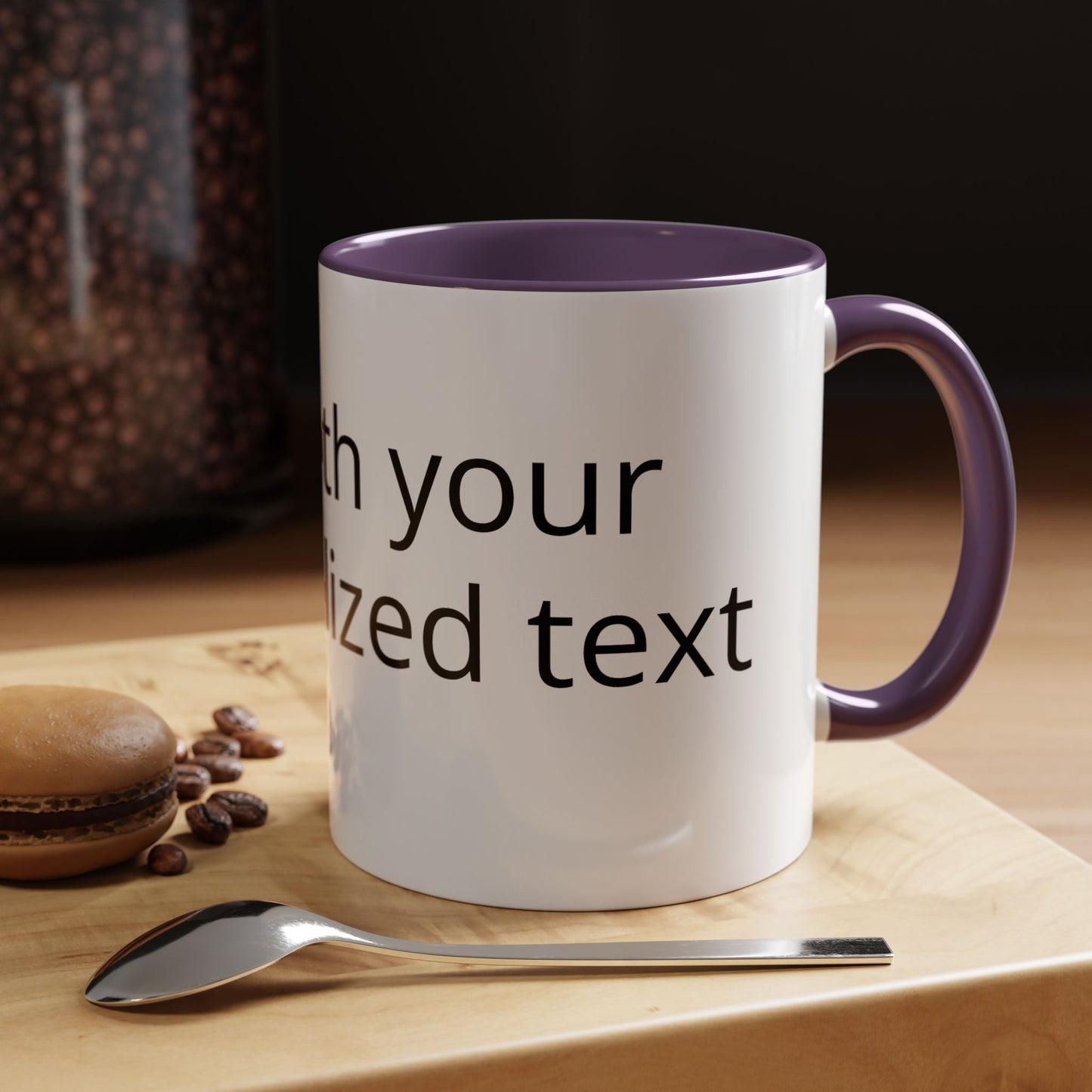 Personalized Accent Coffee Mug — Custom Text Black-Trim 11/15oz