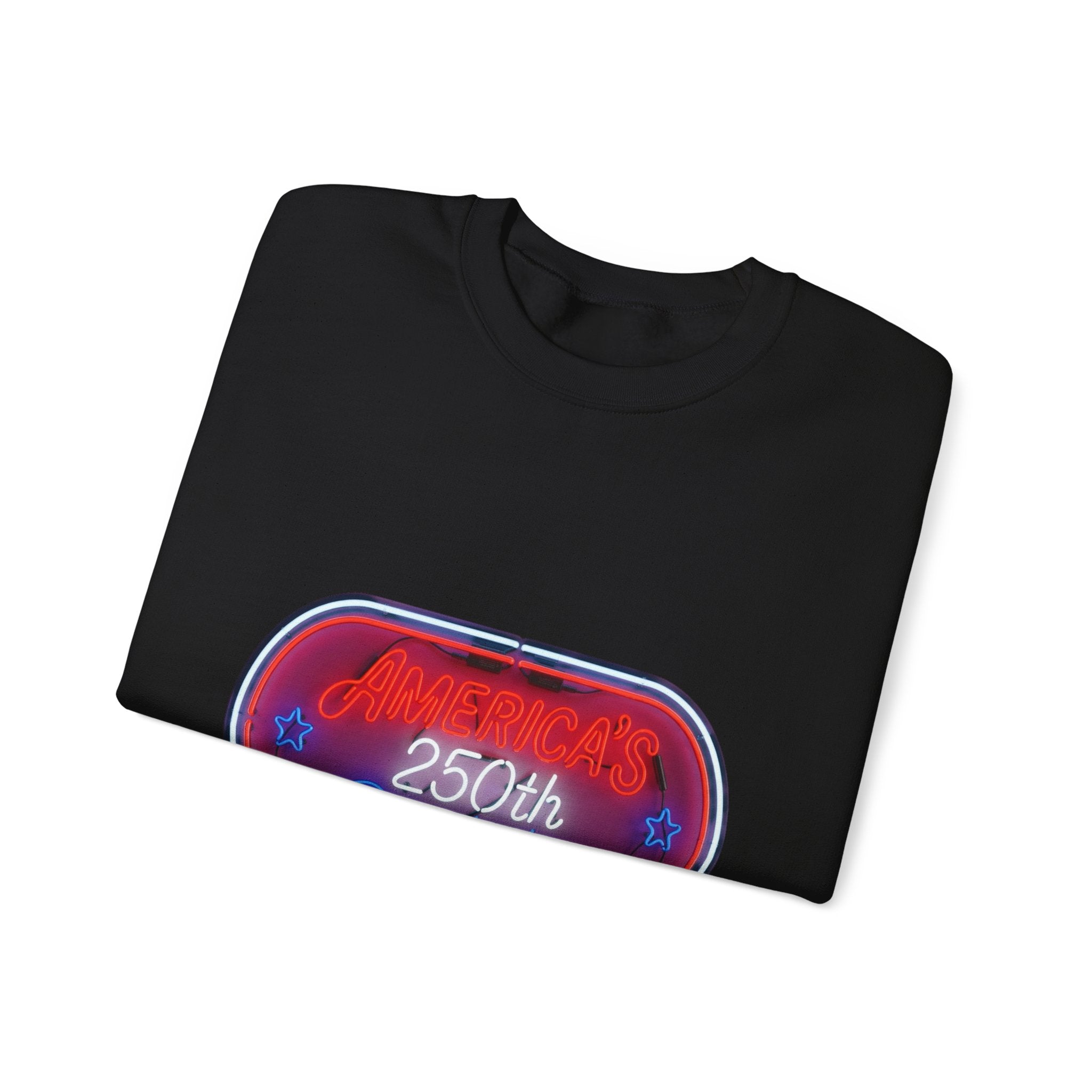 250th Birthday Neon Sign Crewneck Sweatshirt
