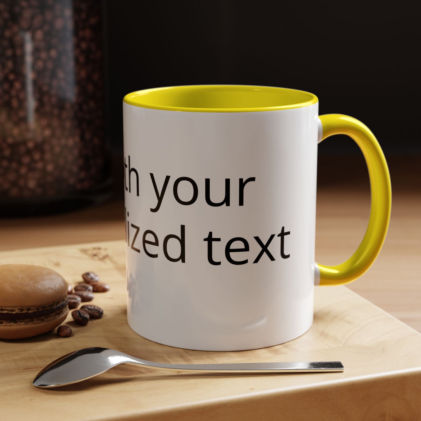 Personalized Accent Coffee Mug — Custom Text Black-Trim 11/15oz