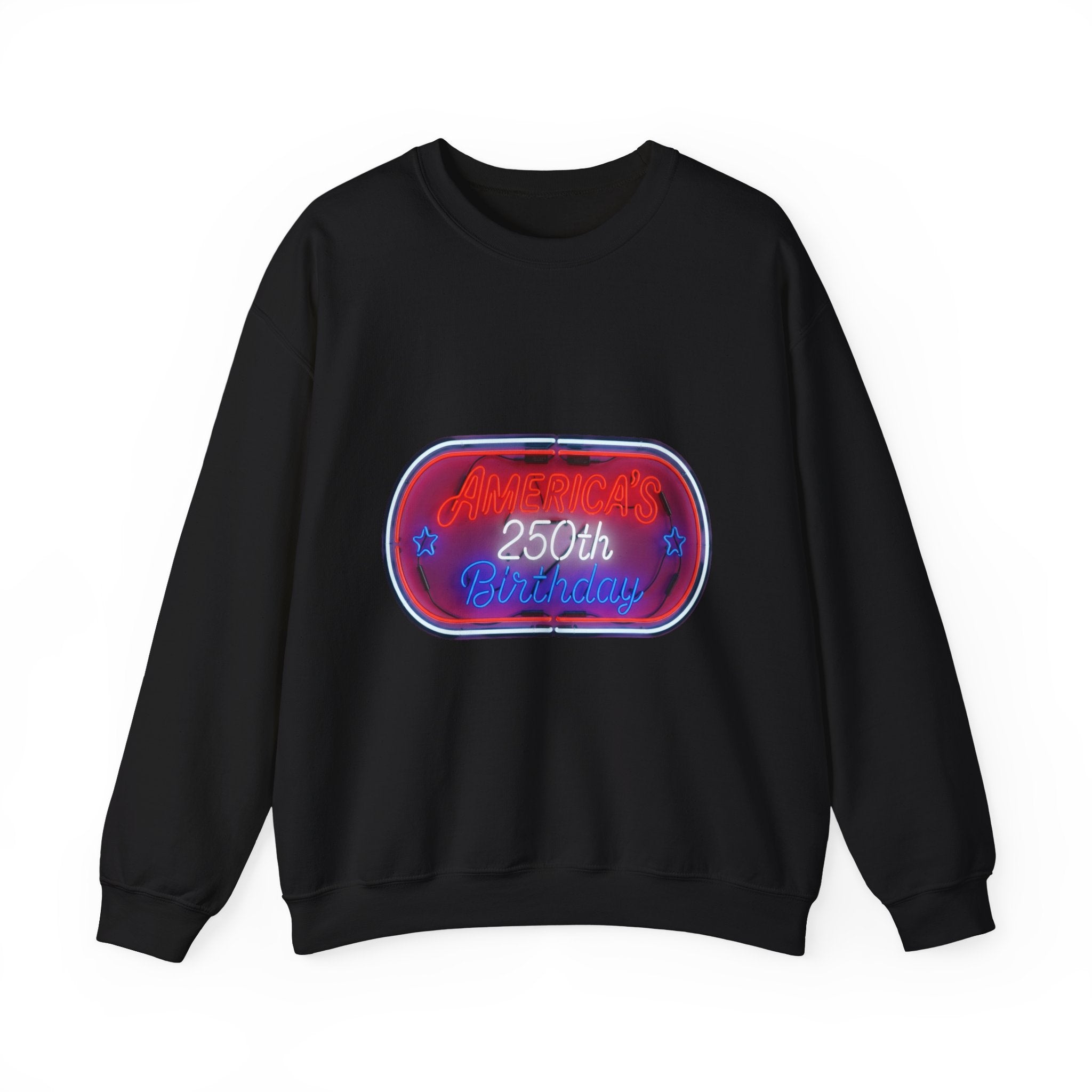 250th Birthday Neon Sign Crewneck Sweatshirt