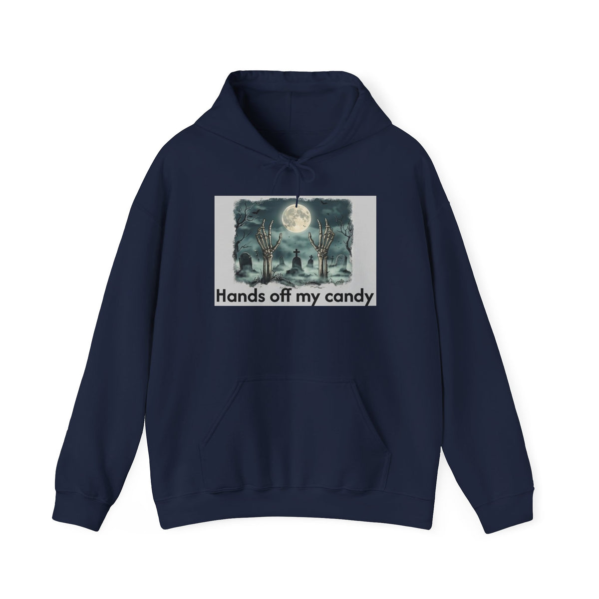 Hoodie — 'Hands Off My Candy' Halloween Moonlit Graveyard Graphic