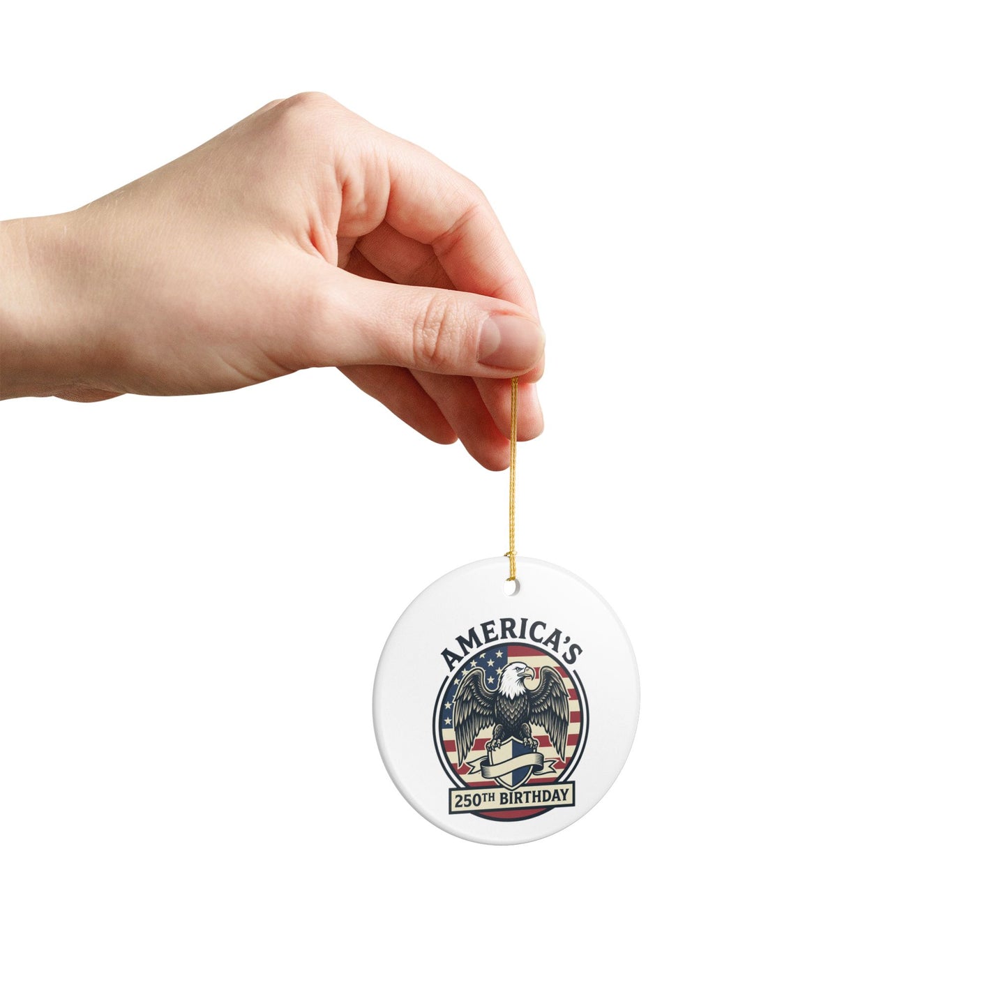 America's 250th Birthday Ceramic Ornament — Patriotic Eagle Holiday Decoration