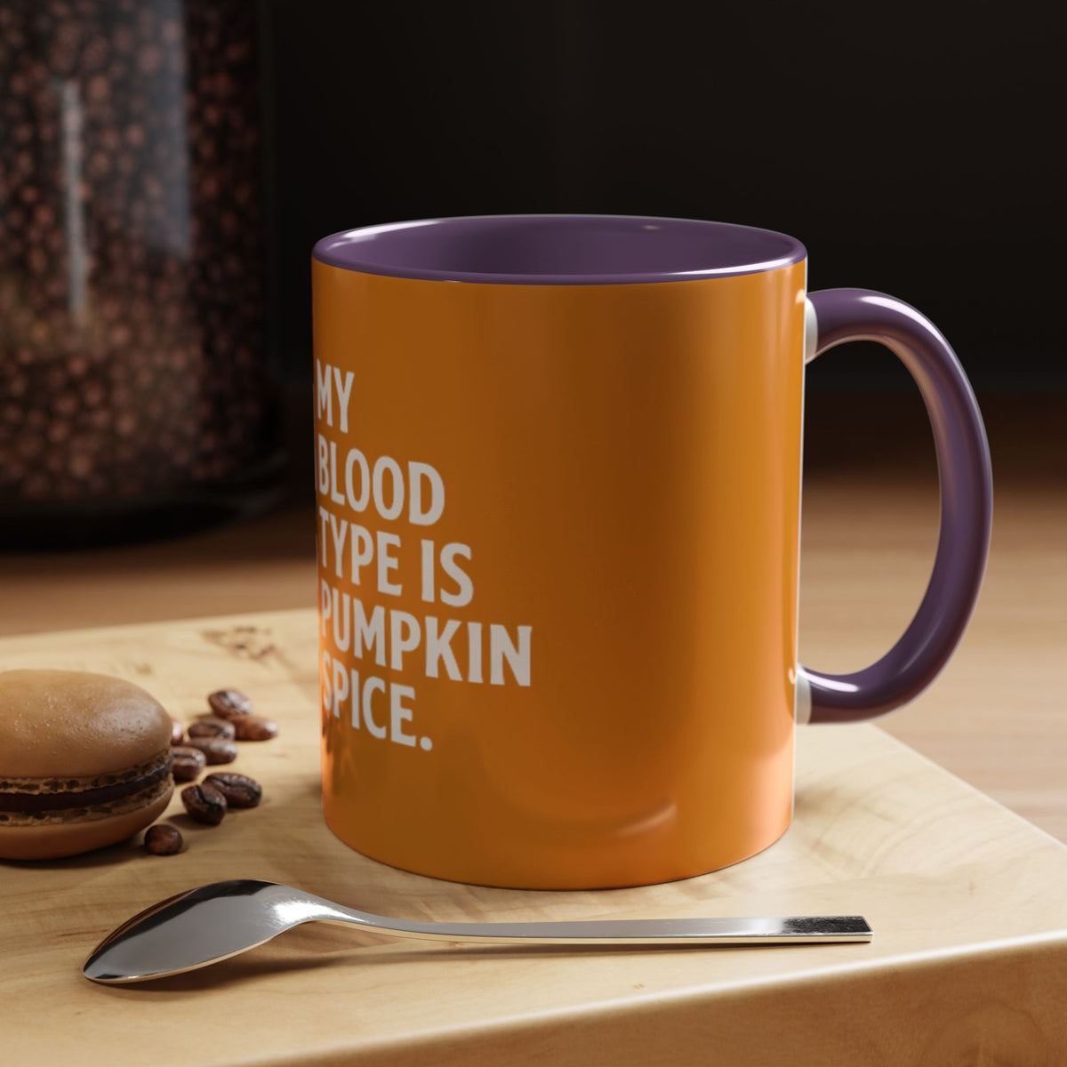 Pumpkin Spice Skull Coffee Mug — “My Blood Type Is Pumpkin Spice” Accent Mug