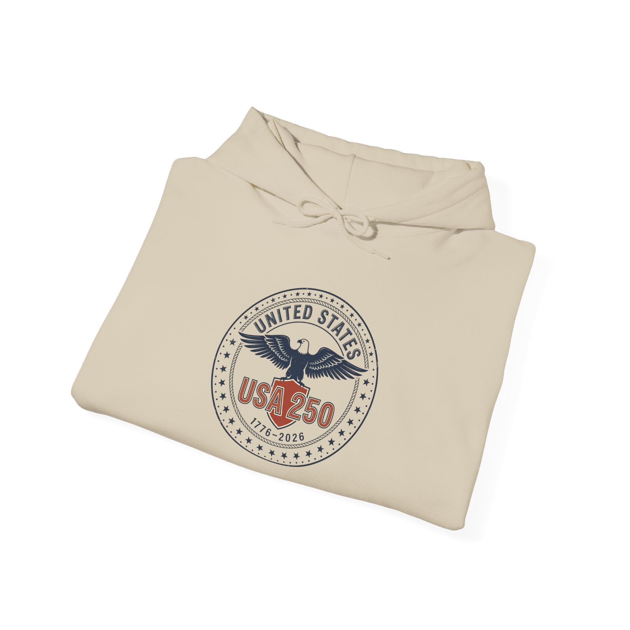 USA 250th Birthday Hoodie - 250 Years Patriotic Emblem, Independence Day Celebration